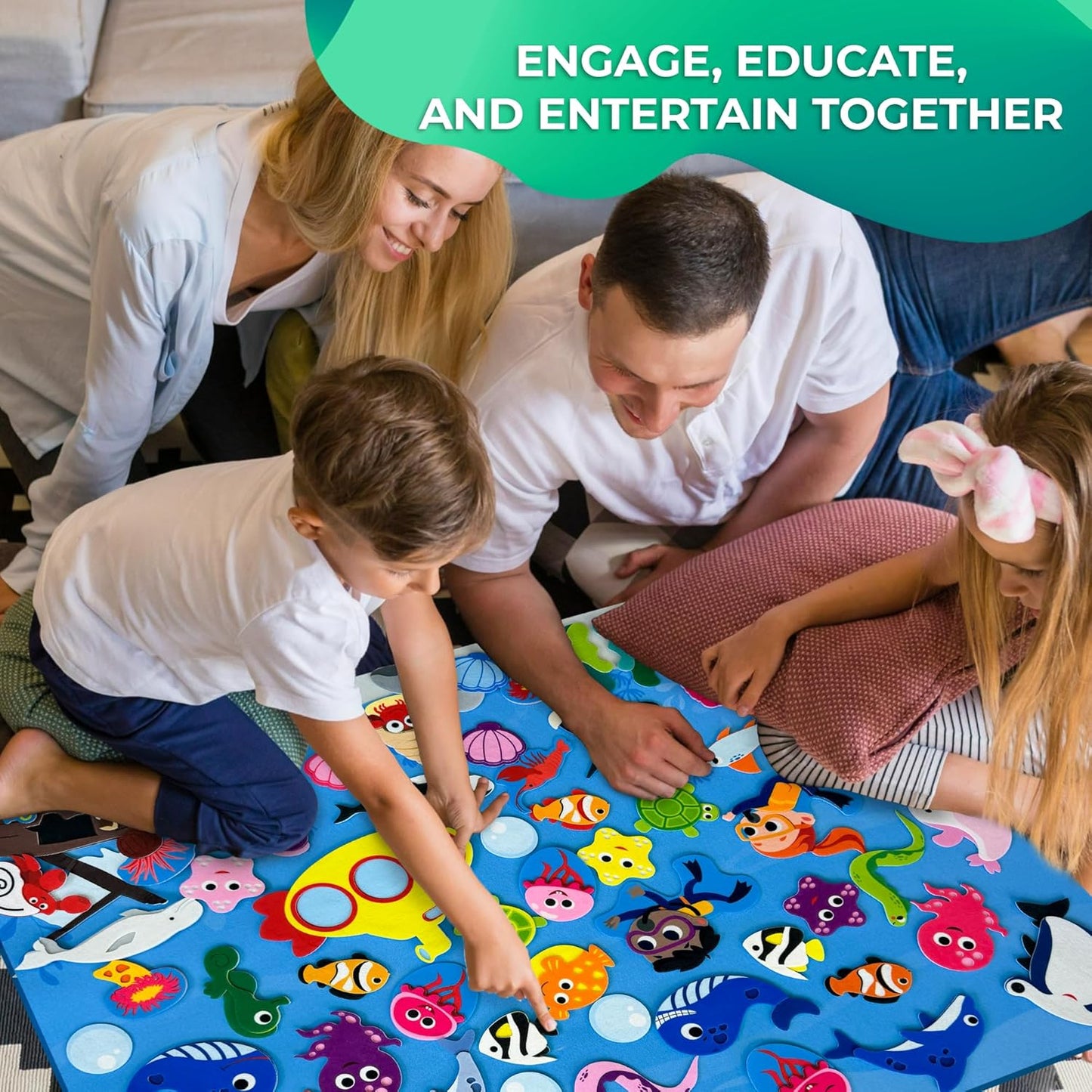 QUOKKA Ocean Felt Board for Toddlers - 70 PCS Double-Thick Felt Board Story Set with Large 41x30 Inch Durable Wall Activity Boards - Ideal for Storytelling Indoor Toddler Activities and Classroom