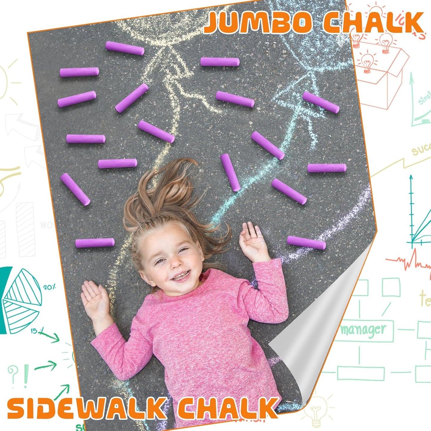20 Pcs Sidewalk Chalks for Kids Non Toxic Jumbo Chalk for Party Gift Outdoor Art Classroom Play Painting (Rose red)