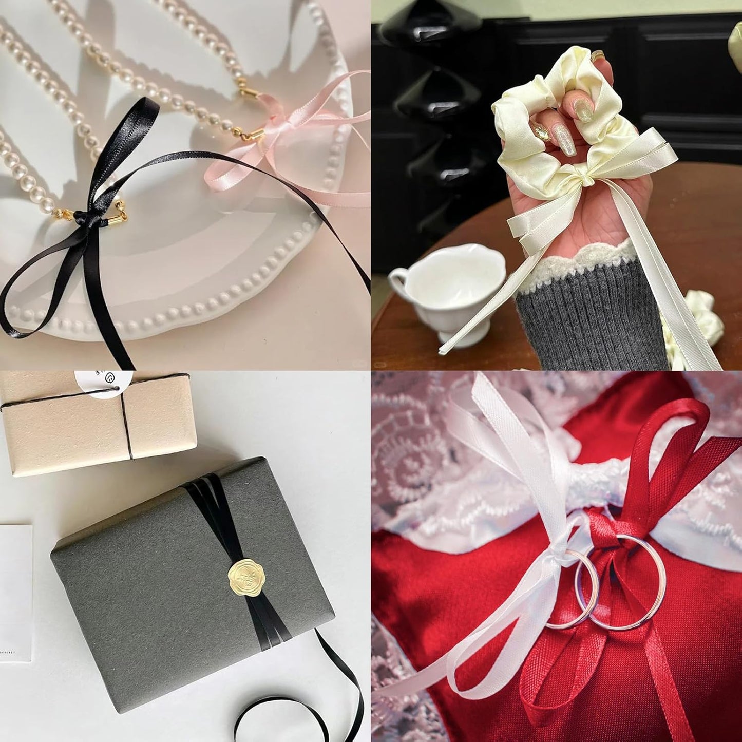 Spruce Satin Ribbon 1/4 Inch X 50 Yards Solid Color Double Faced Ribbons Perfect for Crafts Wedding Decor Bow Making Arts Sewing and More