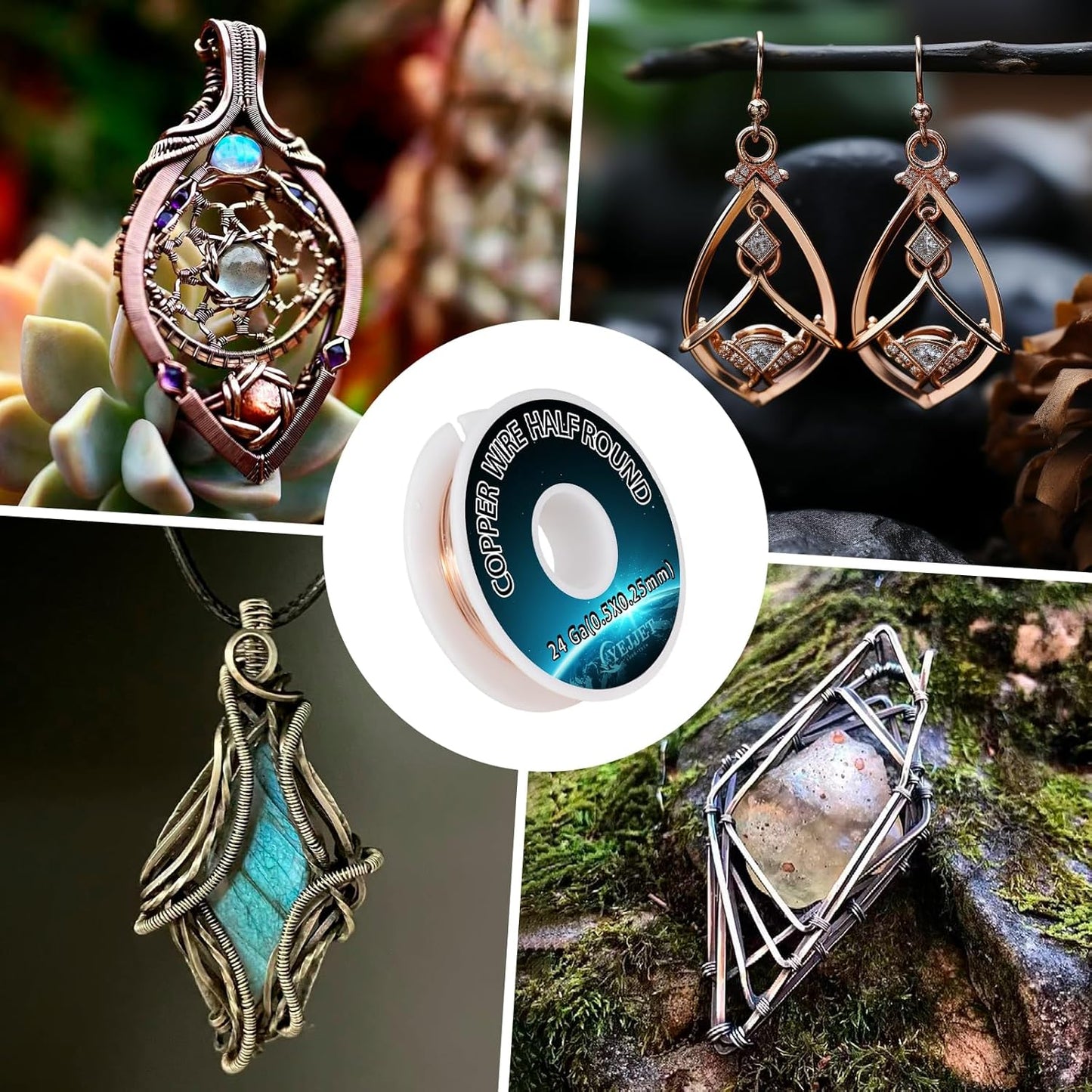 Ultra-Fine 24 Gauge Copper Wire Half Round 0.5x0.25mm - 1.3 oz (112 Feet) Precision Wire for Clockmaking & Electronics