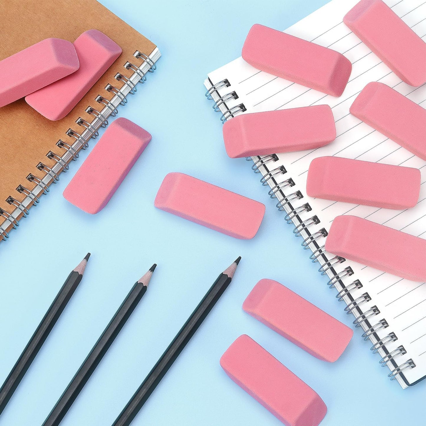 ZZTX 12 Pack Pink Erasers Pencil Erasers for Kids, Large Bulk Pink Eraser for School, Art Erasers for Drawing