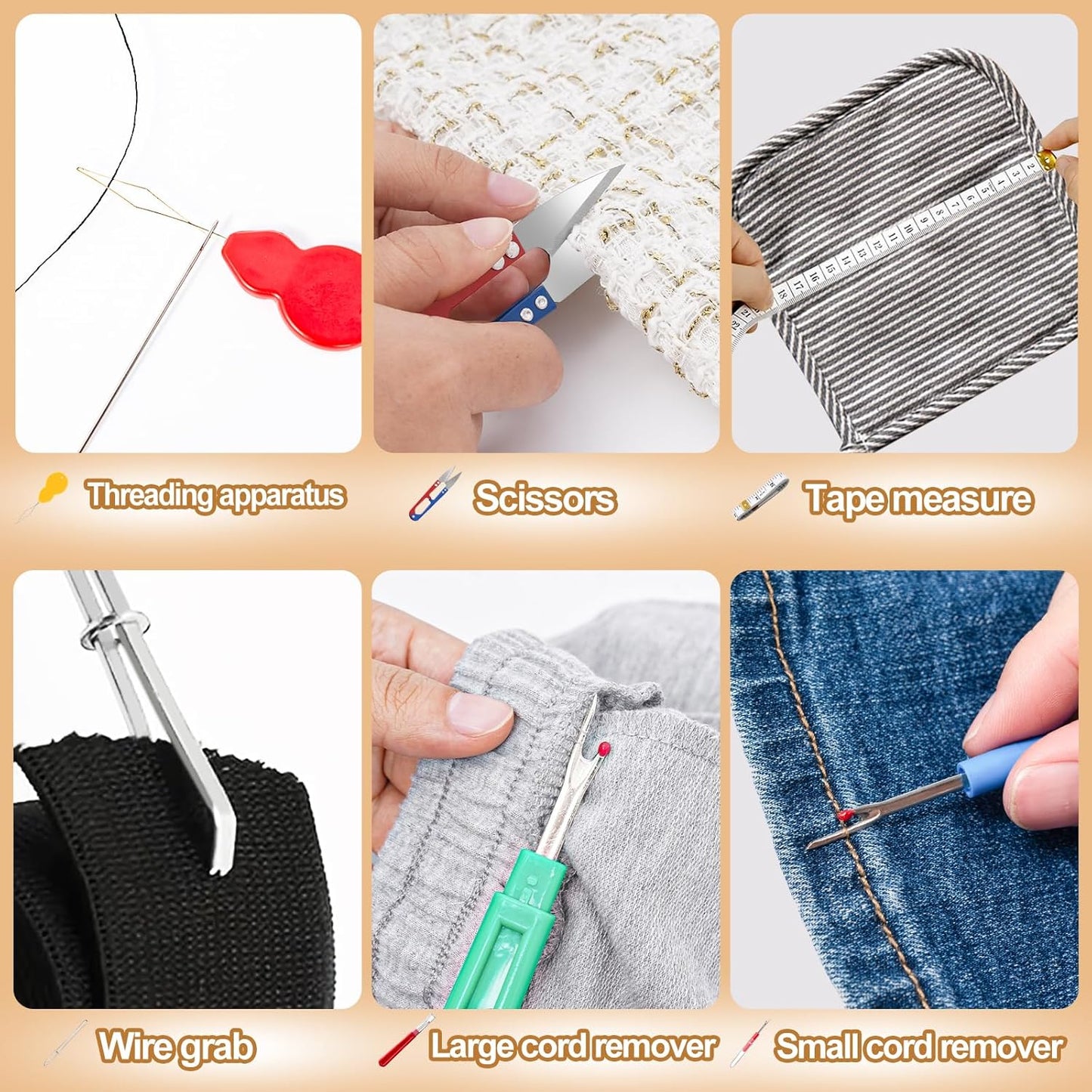 CousDUoBe Sewing Thimble Kit,thimbles for Hand Sewing,Needle threaders,Seam Rippers for Sewing,Measuring Tape and Thread Snips, Hand Embroidery Craft(Complete Sewing Kit)