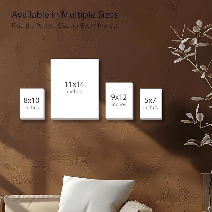 Bianyo 11x14 Inch Canvas Panels for Painting β 12 Pack, 100% Cotton, Triple Primed & Acid-Free, Art Boards for Acrylic & Oil Paints, Ideal for Artists, Students, Hobbyists & Beginners