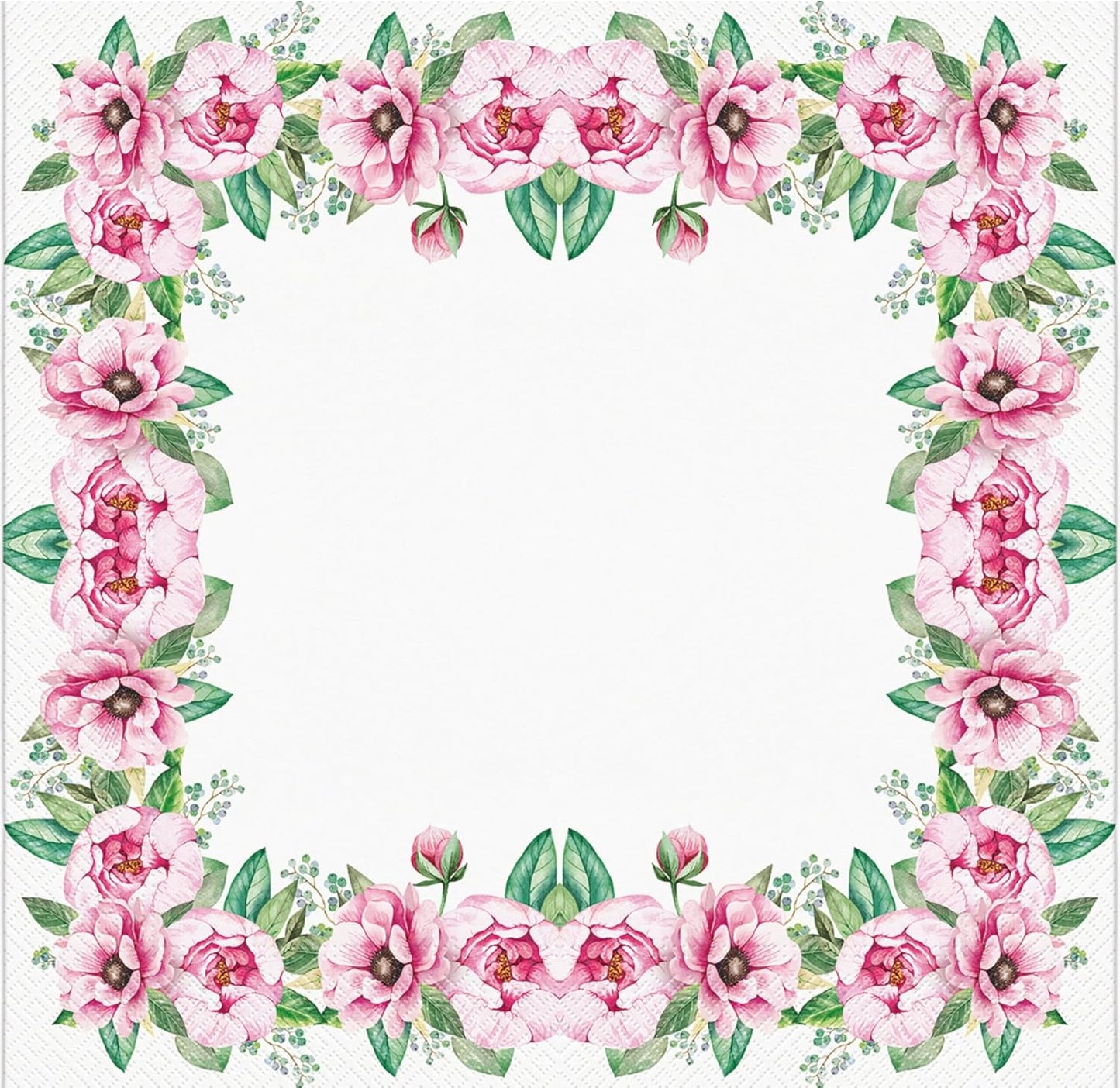 20-ct 13x13 Flowers Paper Luncheon Decoupage Napkins, 3-Ply Servilletas Printed Flower Twigs Round Cocktail Napkin for Art, Dinner and Party, Disposable Napkins Decor