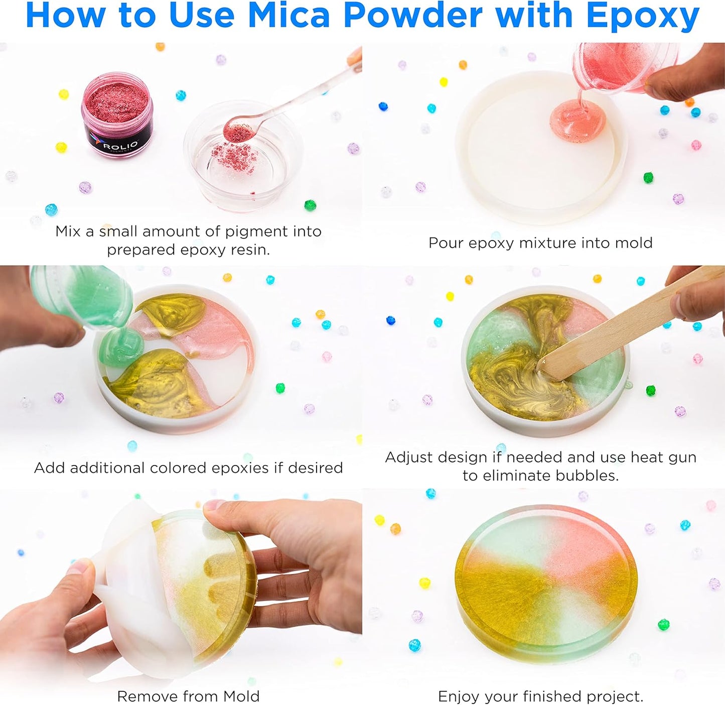 Rolio Premium Mica Powder - Maya Blue (50G / 1.76oz) - 1 Jar of Blue Pigment Powder for Epoxy Resin, Dye, Soap Making, Nail Polish, Paint, Candle Making, Bath Bombs, Slime