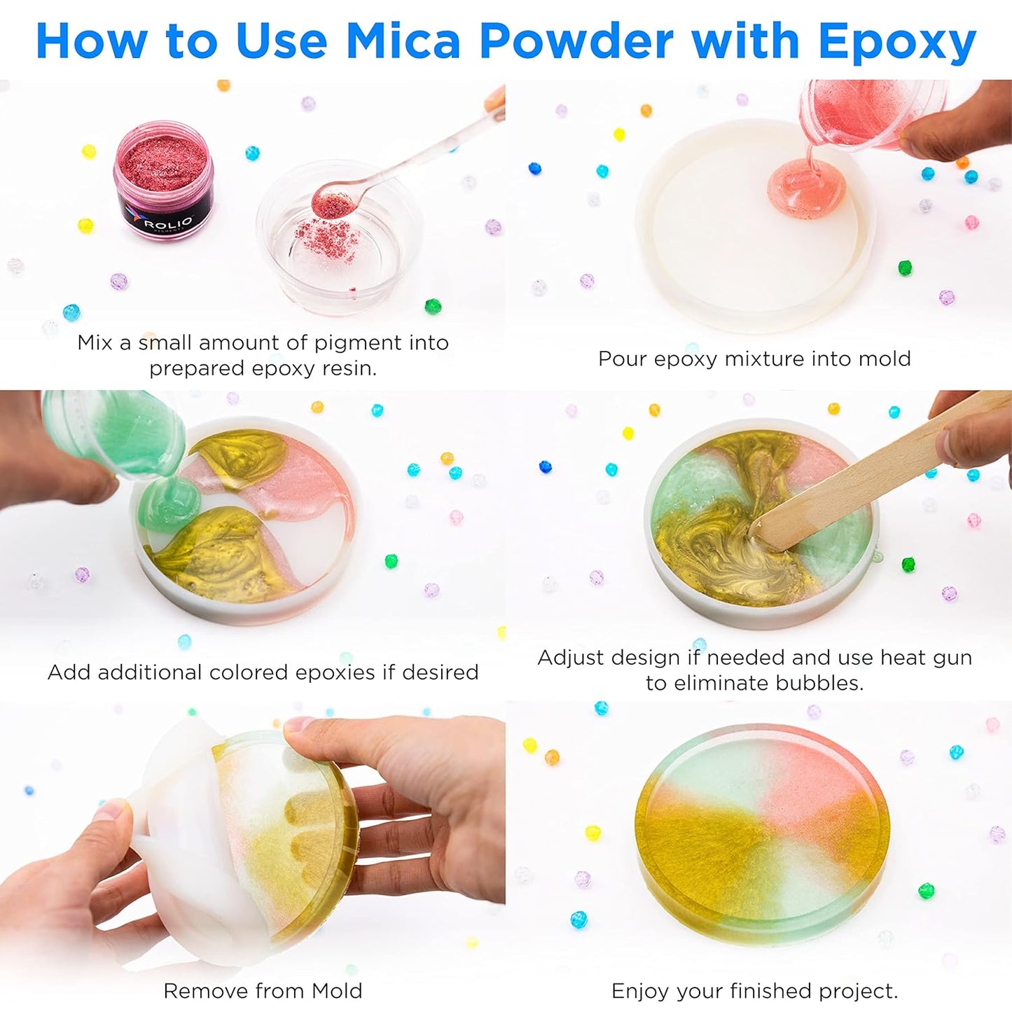 Rolio Premium Mica Powder - Twilight Silver (50G / 1.76oz) - 1 Jar of Silver Pigment Powder for Epoxy Resin, Dye, Soap Making, Nail Polish, Paint, Candle Making, Bath Bombs, Slime