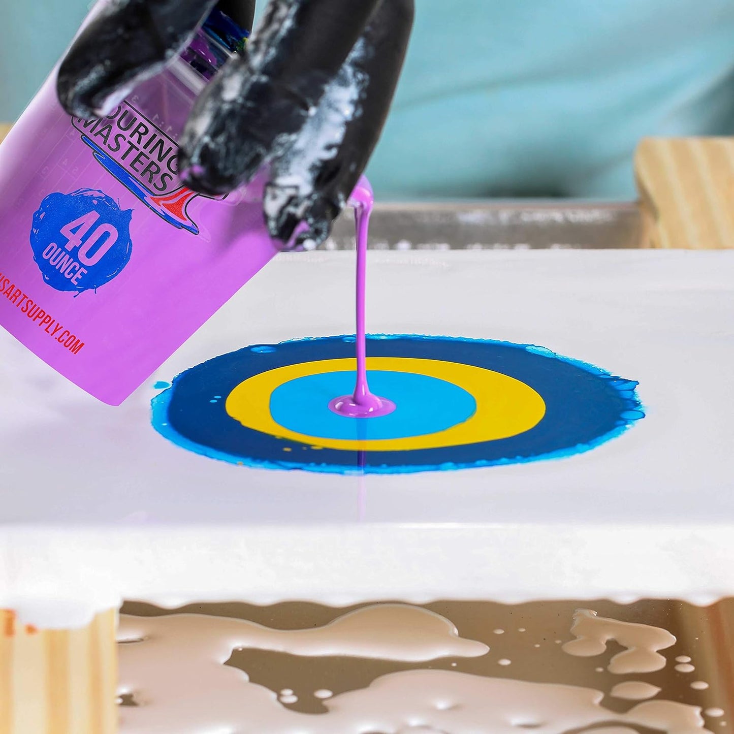 Pouring Masters 40 Ounce (1200ml) Graduated Plastic Mixing Cups (Box of 24) - Paint Mixing Cups for Epoxy Resin, Art, Kitchen, Baking - Measurements in OZ and ML, 4 Different Measuring Ratios 1:1