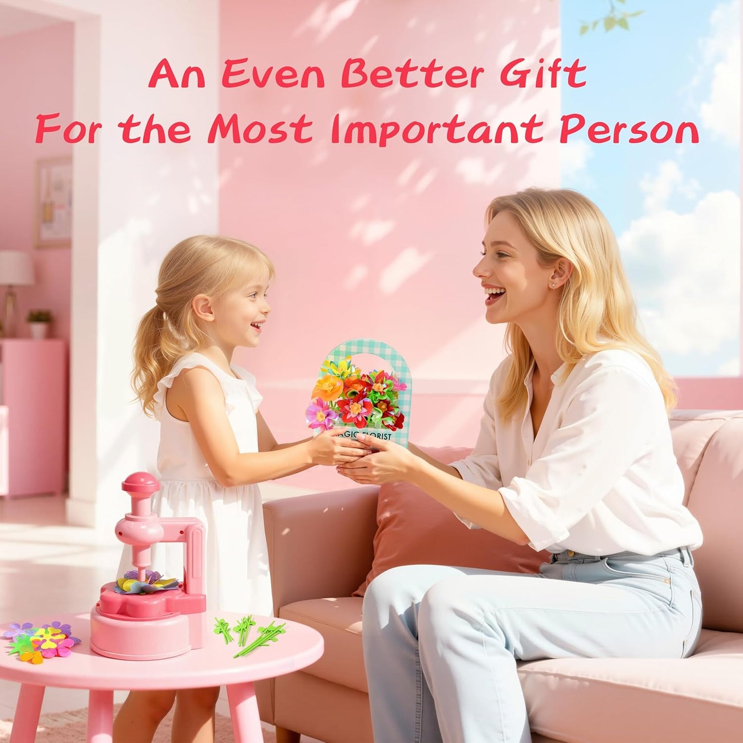 Unitour DIY Flower Bouquet Craft Kits,Arts and Crafts Flowers Market Toy for Kids,Birthday Gift for 4 5 6 7 8 9 10 Year Old Girl Boy