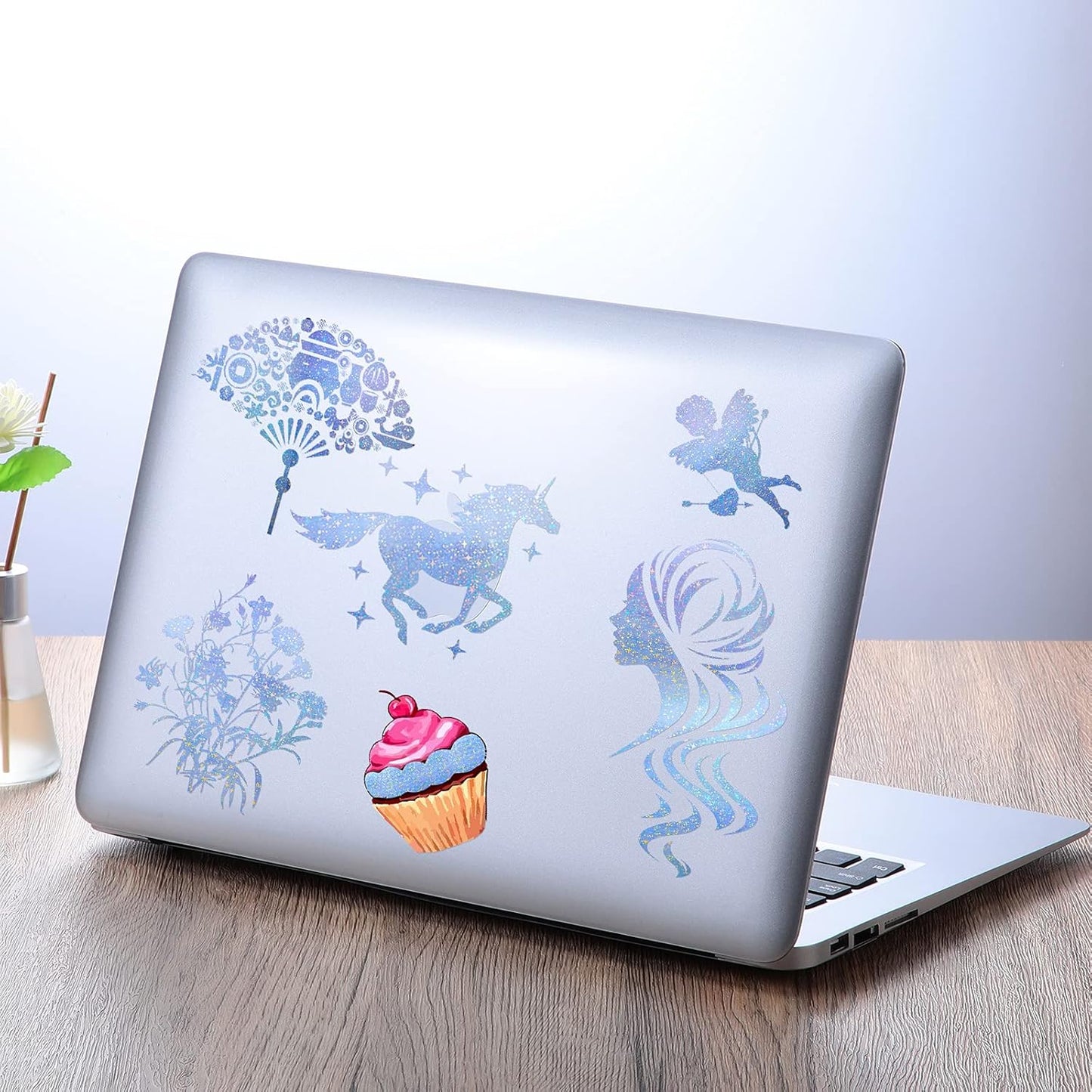 Outus 24 Sheets Holographic Sticker Paper Holographic Laminate Sheets Transparent Overlay Lamination Sticker Self Adhesive Vinyl Film A4 Size, 8.25 x 11.7 Inches(Star Style)