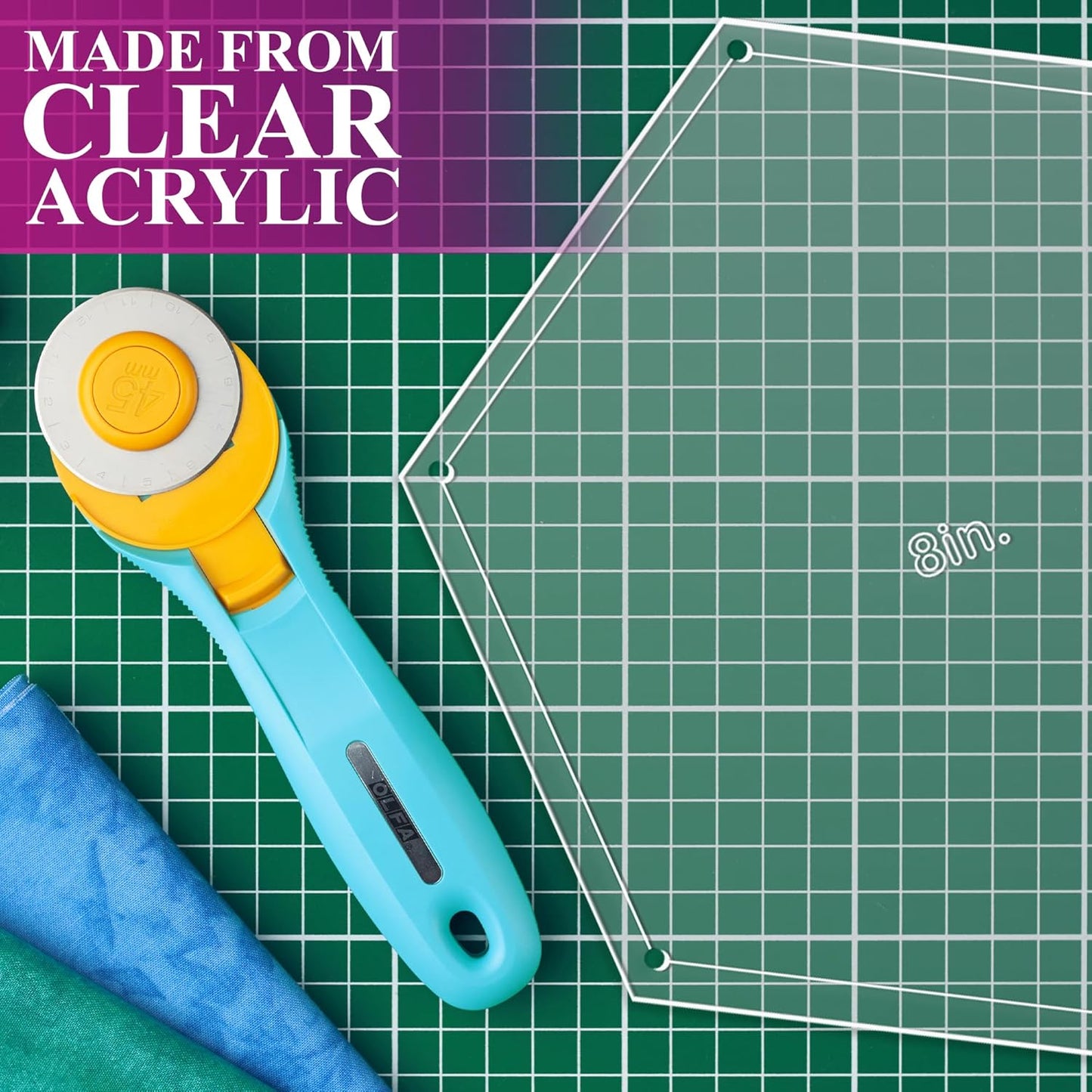 Hexagon Quilting Template Set - 8" with 1/4" Seam Allowance - Durable Acrylic Templates for Quilting, Patchwork, Crafting, & Sewing Projects - Clear Templates for Accurate Designing