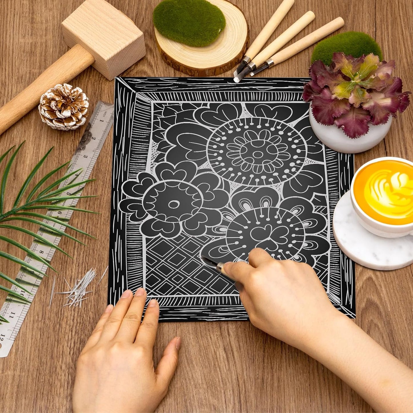 Yeaqee 4 Pcs 6 x 6 Inch Linoleum Block Rubber Carving Block Soft Linocut Blocks Large Linoleum Sheet Unmounted Lino Plates for Engraving Art Project Printmaking Artist Studio Supplies (Gray)