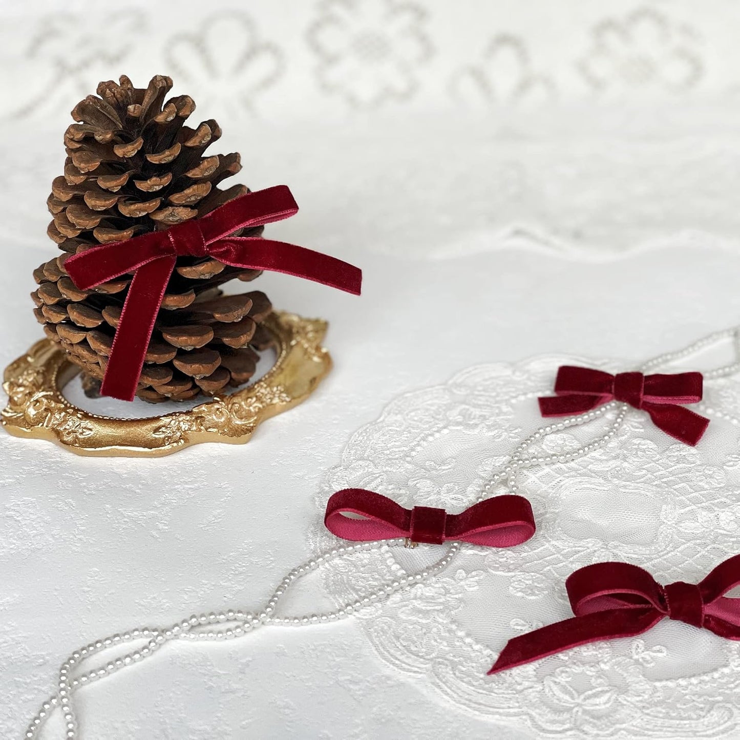 Vintage Burgundy Velvet Ribbon, 3/8 Inch X 25Yd