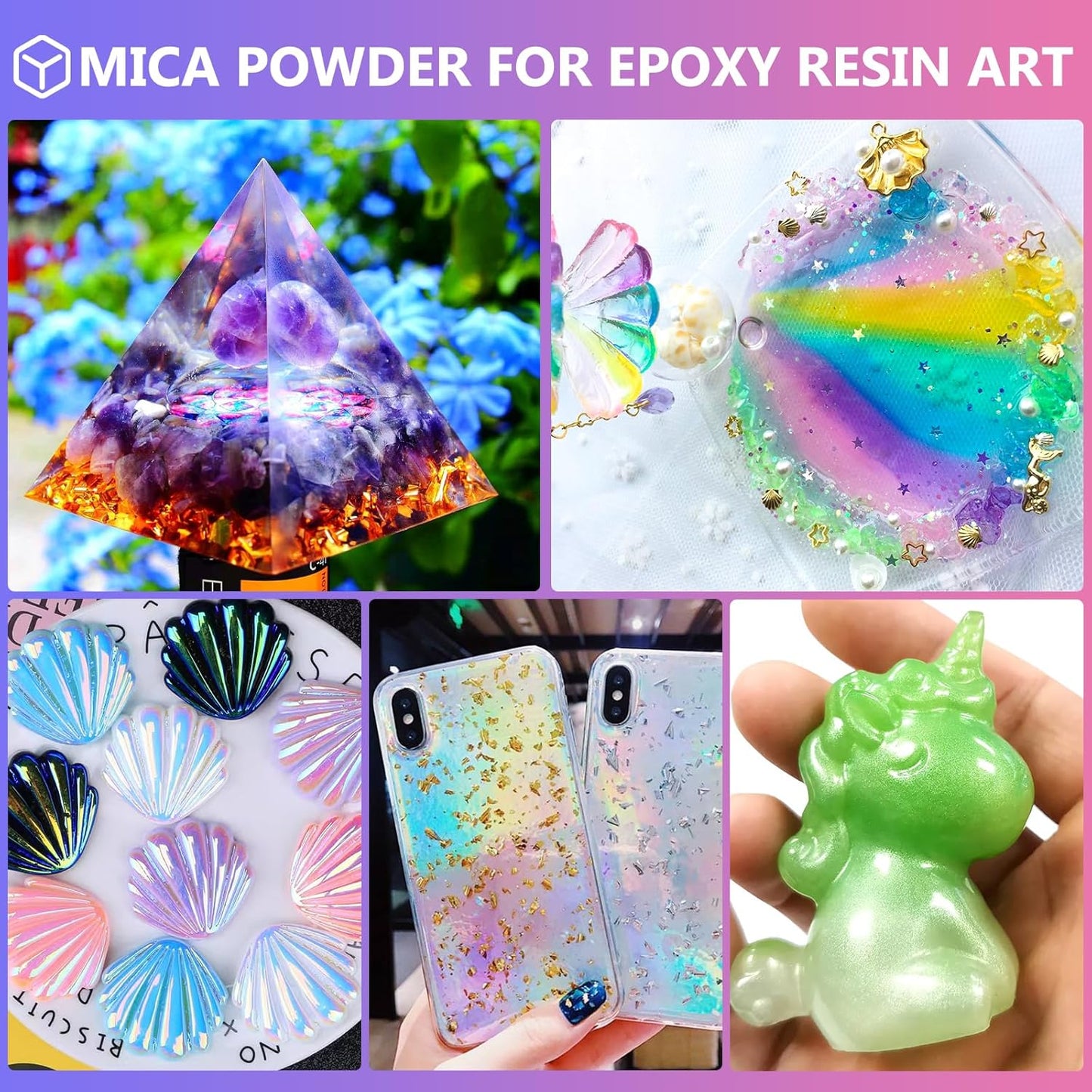 CHANGTIKEJI Mica Powder - 144 Colors - 10g/Bottle of Natural Pigment for Epoxy Resin,Eye Shadow,Car Freshies,Soap Making,Nail Polish,Candle Making,Bath Bombs