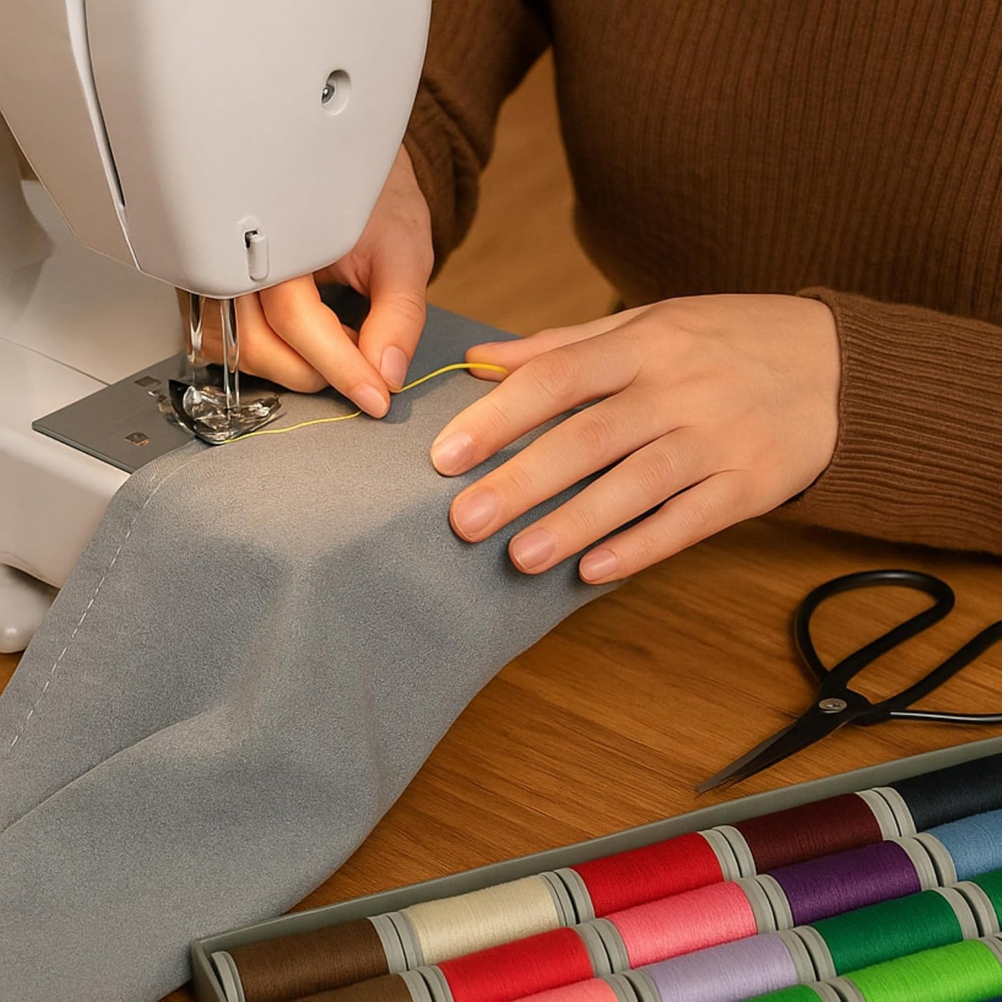 Colorful Serger Sewing Thread - 24 Cones Threads of 500 Yards Each Spool | Sewing Clips Quilting Materials Sewing Machines for Beginners and Heavy-Duty Sewing Machine Threads (24 Color)