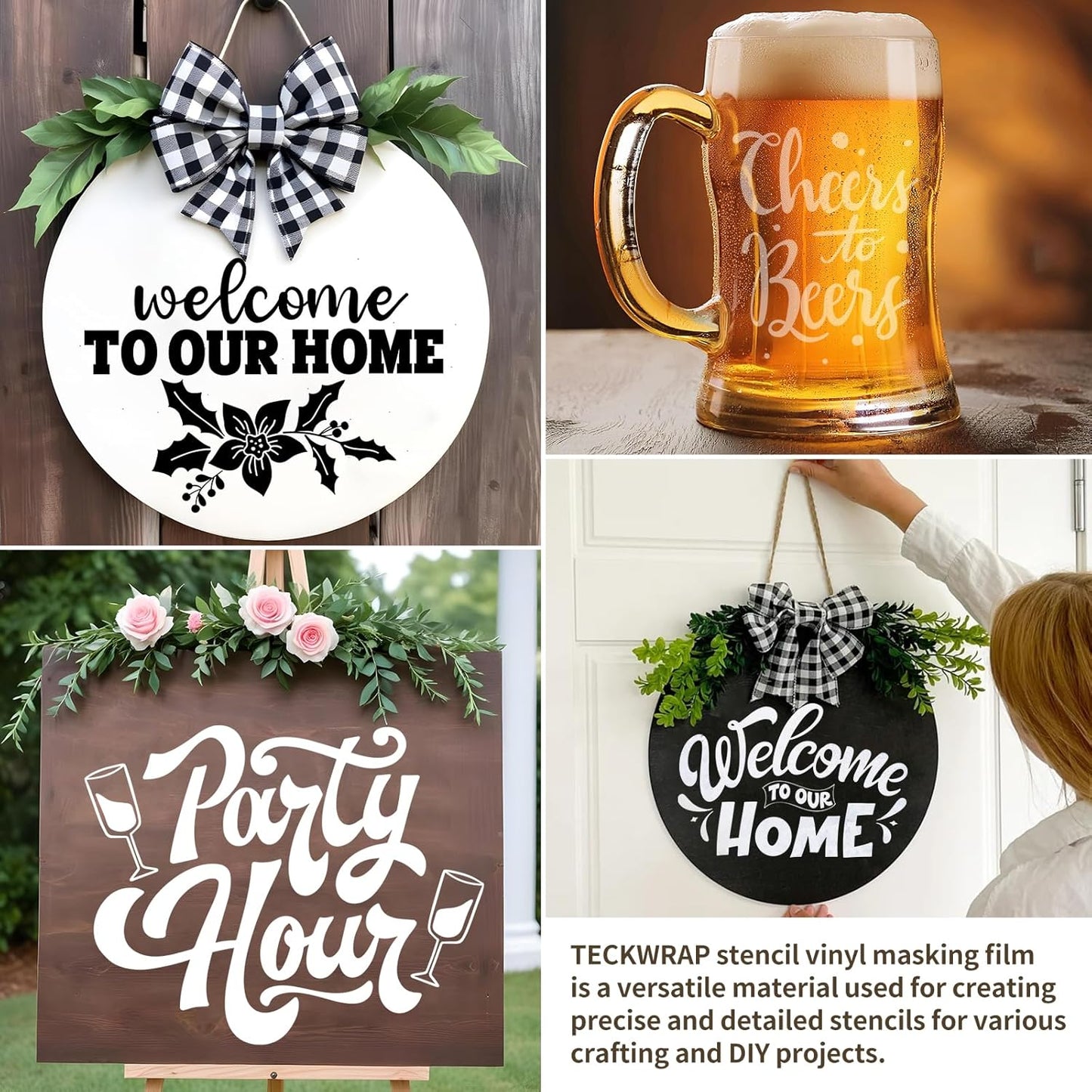 TECKWRAP Blue Stencil Vinyl - Transfer Tape Removable Vinyl- Easy to use, No Residue, Multi-Purpose (12” x 15FT)