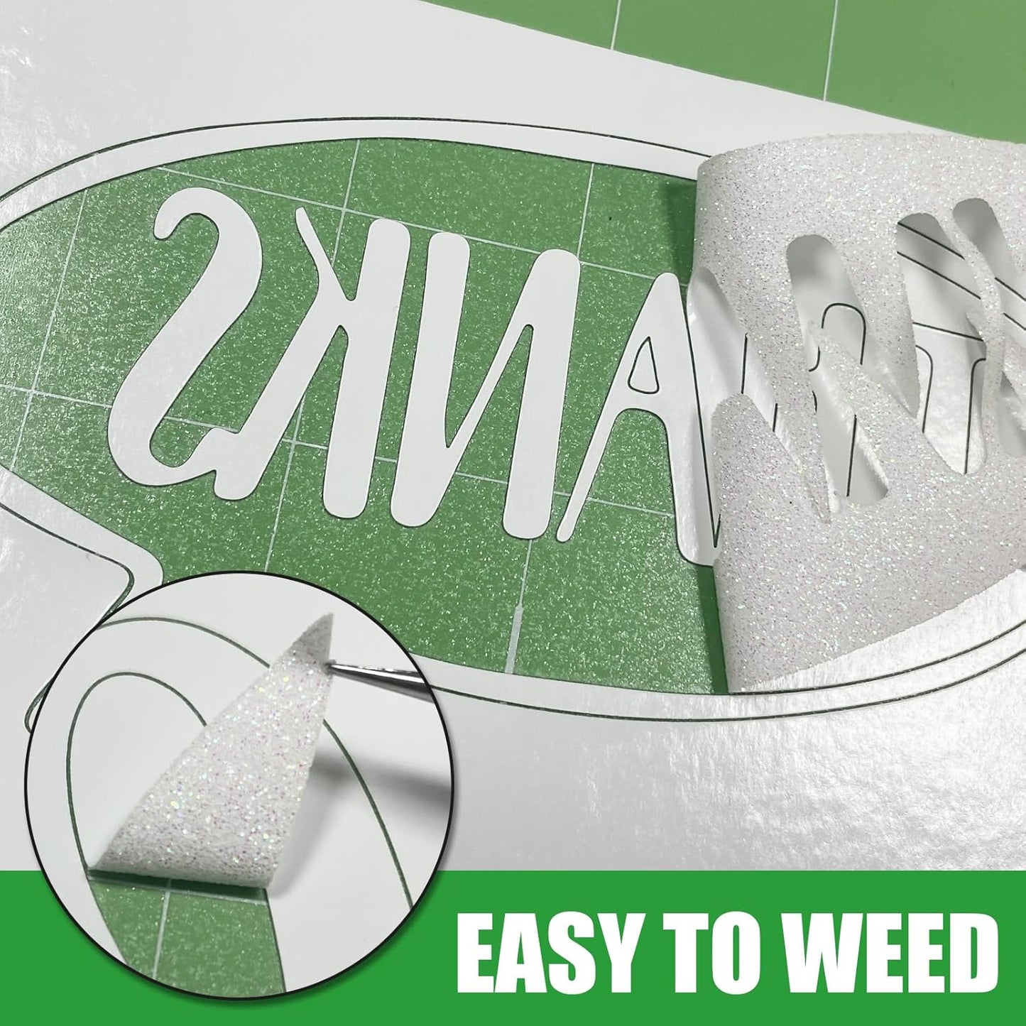 White Glitter HTV Heat Transfer Vinyl Rolls- 10" x 8ft. Glitter HTV White for Shirts. Iron on Vinyl and Heat Transfer Vinyl for All Cutters Machines. Easy to Cut & Weed Heat Vinyl Designs