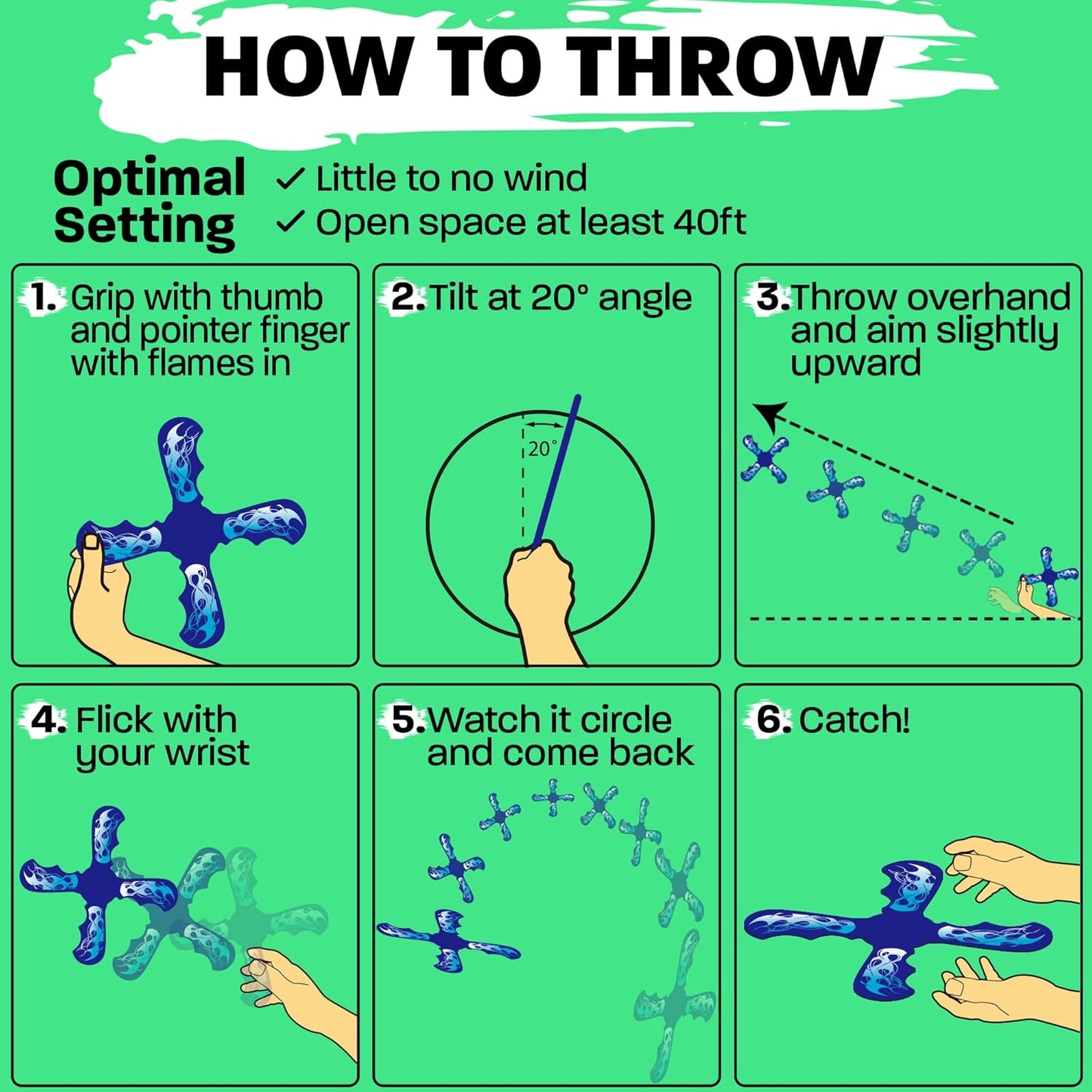 Boomerang for Kids - It Really Does Fly Back - Fun & Easy to Use Gifts for Boys & Girls - Best Toys for Ages 8-13 Gift Idea - Soft Foam Design Stocking Stuffers for Kids 6 7 8 9 10+ Year Old Boy Gifts