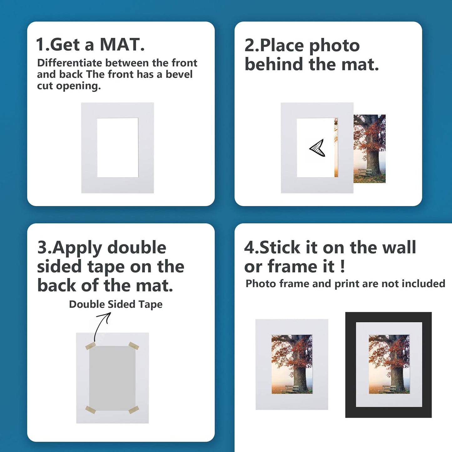 Somime 10 Pack Pre-Cut 11 x 14 White Picture Mats for 8.5x11 Photos - White Core Bevel Cut Frame Matte, Acid Free, Ideal for Frames/Artwork/Prints