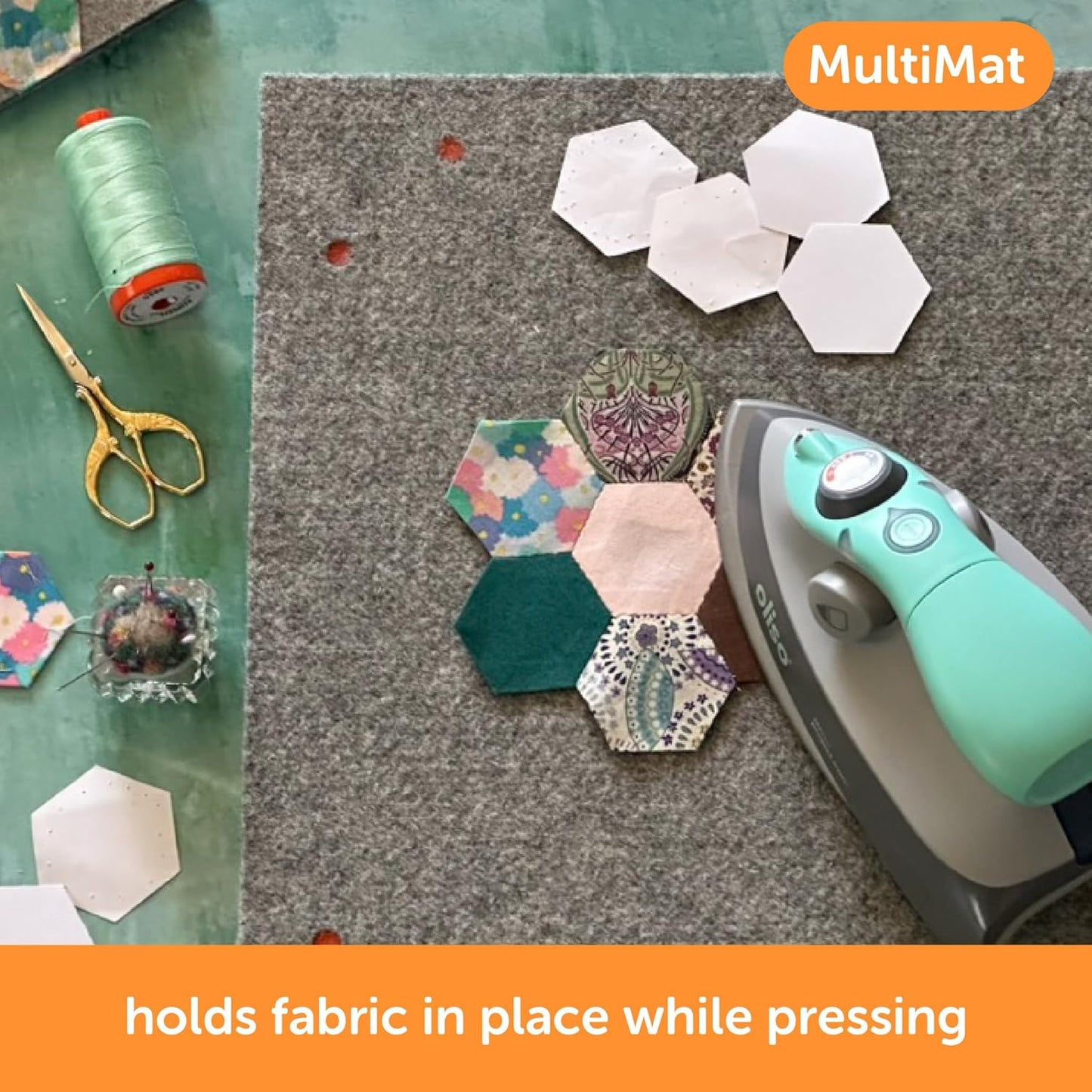 oliso MultiMat Wool Pressing Pad – 100% New Zealand Wool, 14" x 14", ½" Thick – Ideal for Quilting, Sewing & Crafting