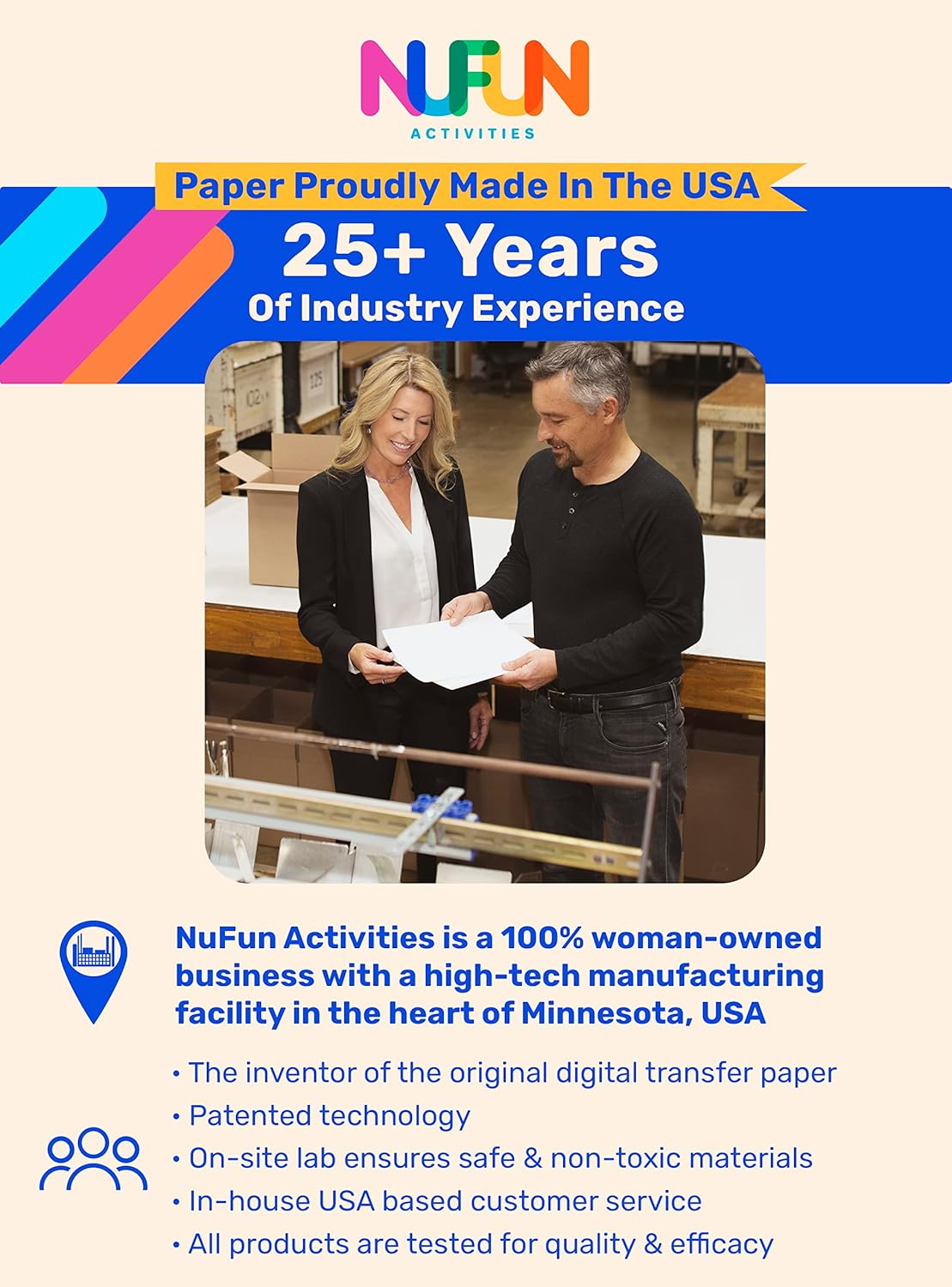 NuFun Activities Printable Iron-on Heat Transfer Paper for T Shirts, Light Fabrics, 100 Sheets 8.5 x 11 inch, Long Lasting, Durable, Professional Quality, Easy DIY, Non-Toxic, Made In the USA