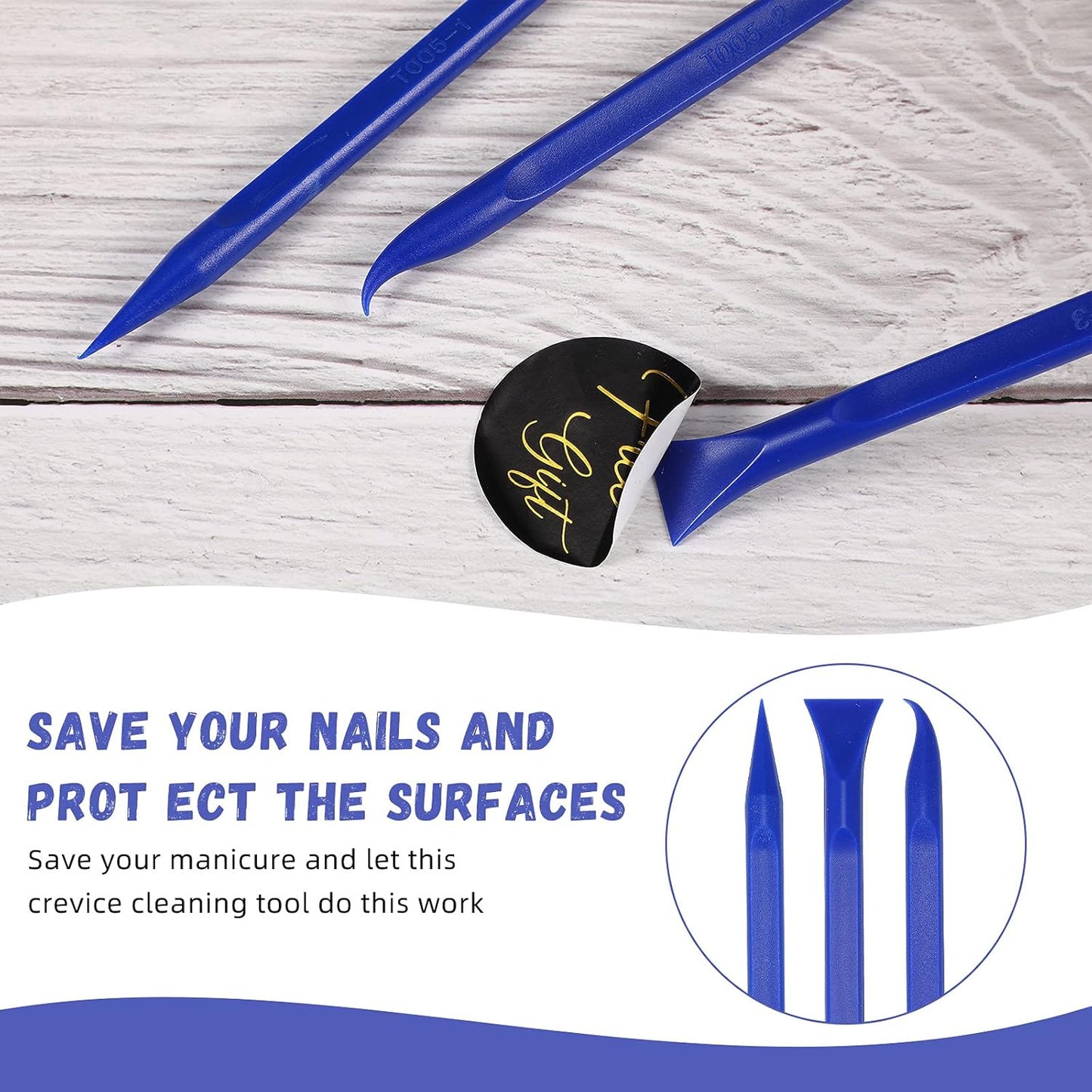 Minatee 18 Pieces Non-scratch Plastic Scraper Tool Multi-purpose Carbon Fiber Pen-shaped Plastic Scraper for Cleaning Small and Narrow Space(Blue)