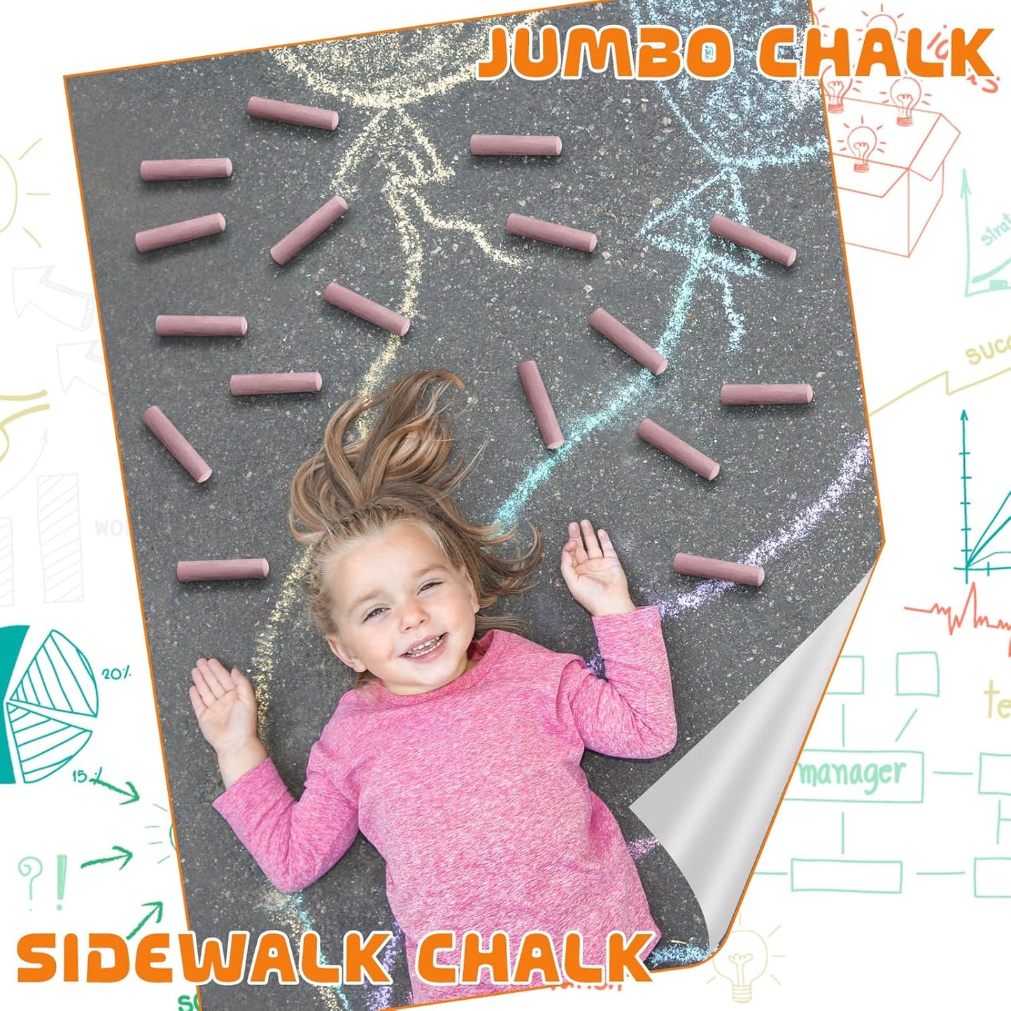 20 Pcs Sidewalk Chalks for Kids Non Toxic Jumbo Chalk for Party Gift Outdoor Art Classroom Play Painting (Camel)