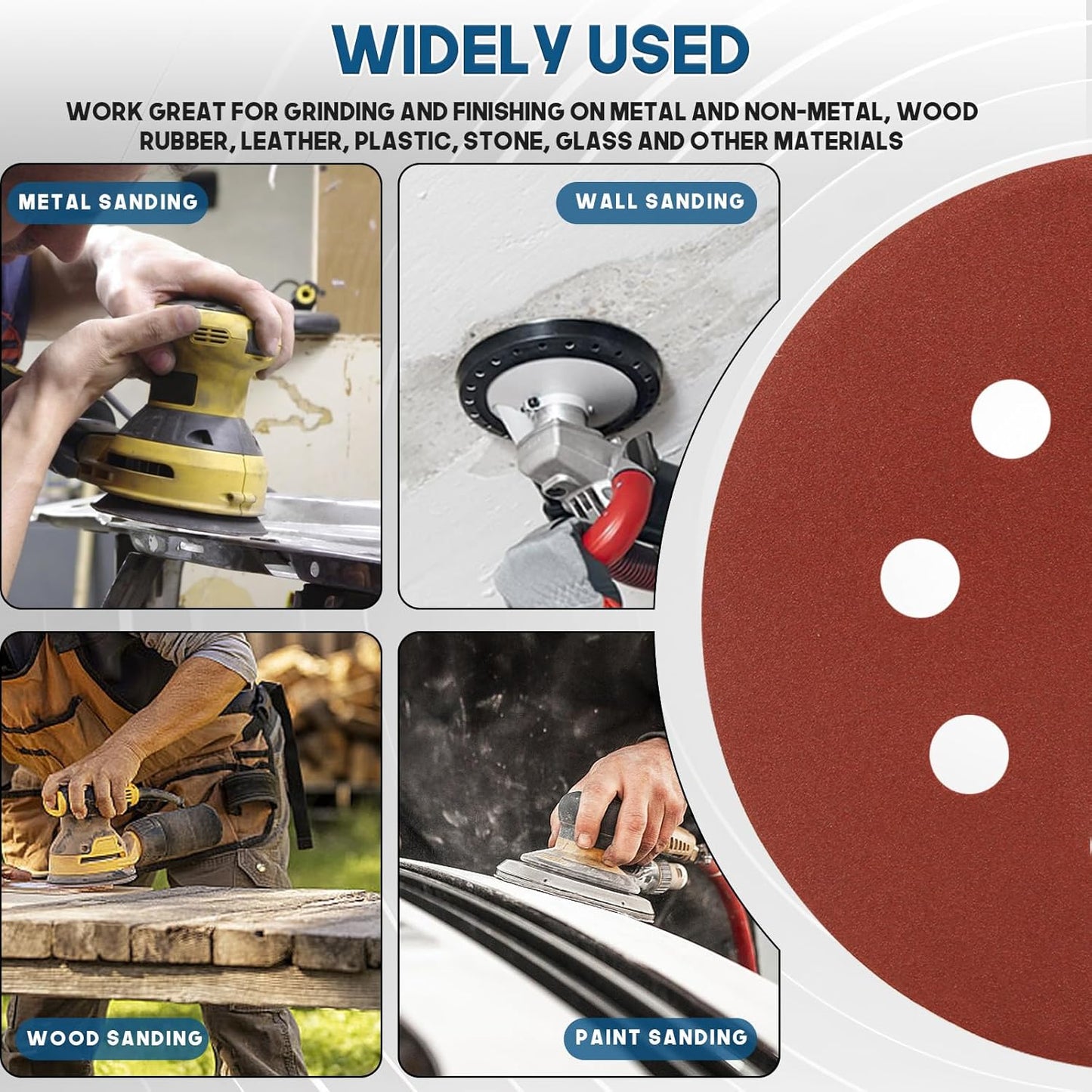 5 Inch 8 Hole Sanding Discs, 150 PCS 400 Grit Hook and Loop Sandpaper, Round Aluminum Oxide Sand Paper Discs for Random Orbital Sander