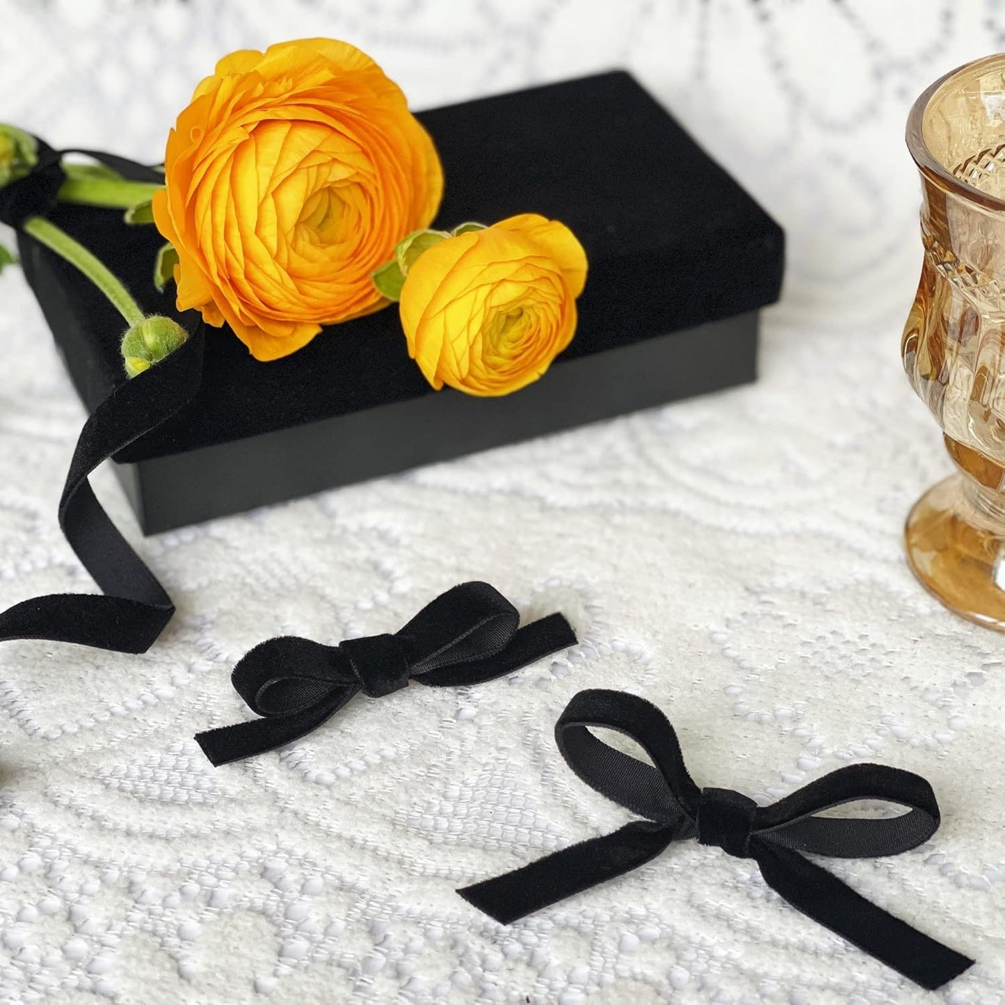 Vintage Black Velvet Ribbon, 3/8 Inch X 25Yd