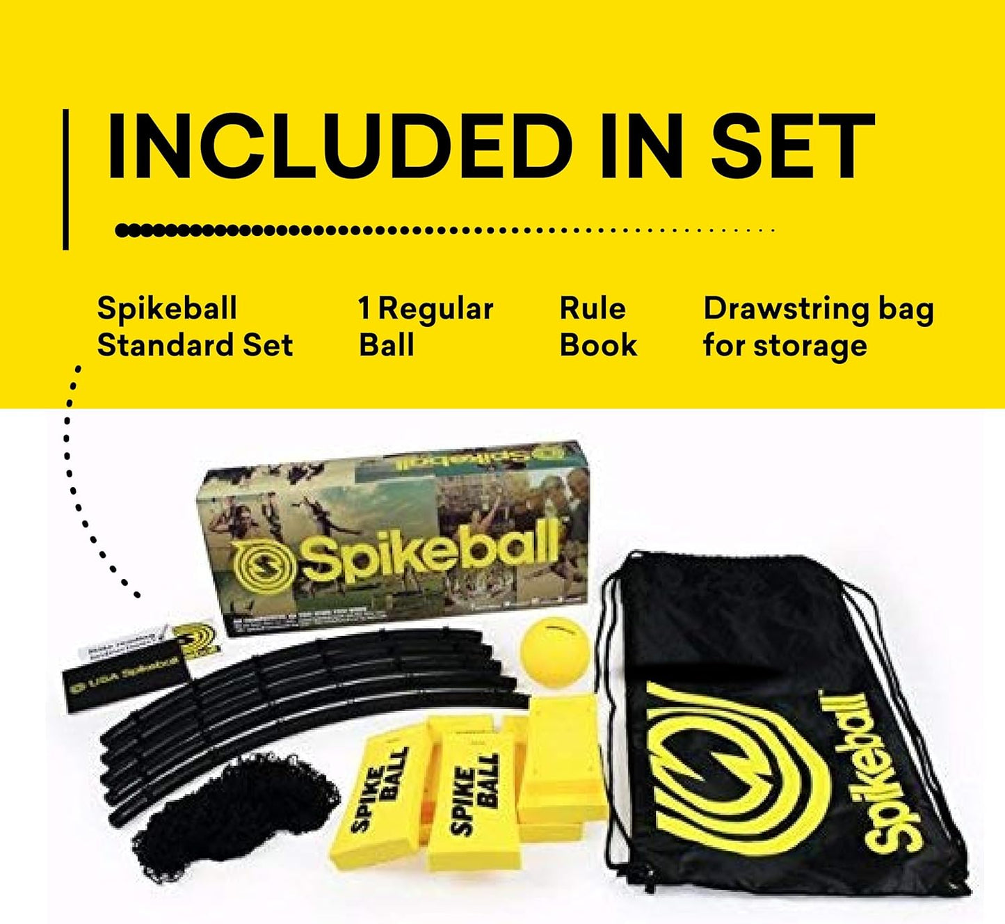 Spikeball The Original Kit 1-Ball Game Set - Outdoor, Yard & Camping Games - Includes Ball, Net, Drawstring Bag & Rulebook Set