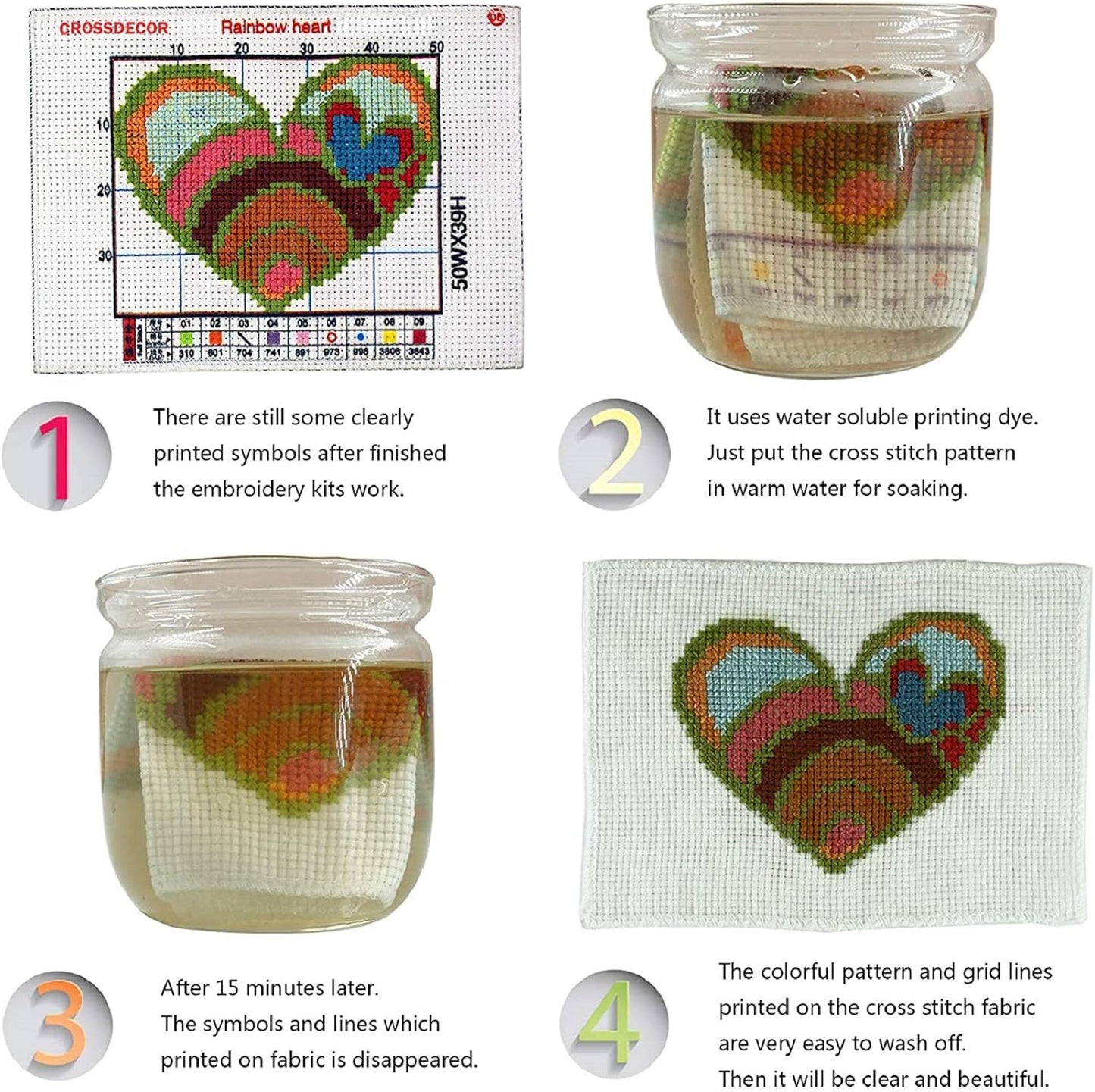 Dimensean Stamped Cross Stitch Kits Full Range of Embroidery Patterns Starter Kits for Beginners Adult or Kids DIY Cross Stitches Needlepoint Kits 11CT-Fox Flower 15.7x19.7 inch