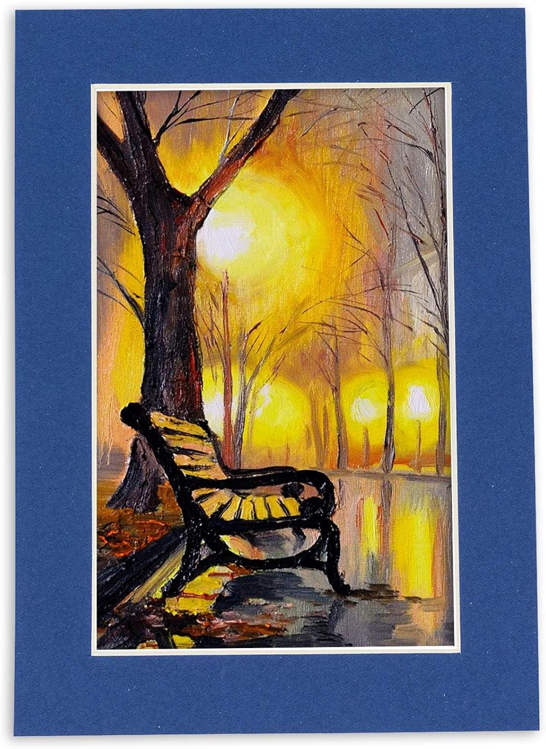 8x10 Mat Bevel Cut for 5x8 Photos - Acid Free Bottle Blue Precut Matboard with Backing Board and Crystal Clear, Self Seal Photo Mat Bag - for Pictures, Photos, Framing - 4-ply Thickness