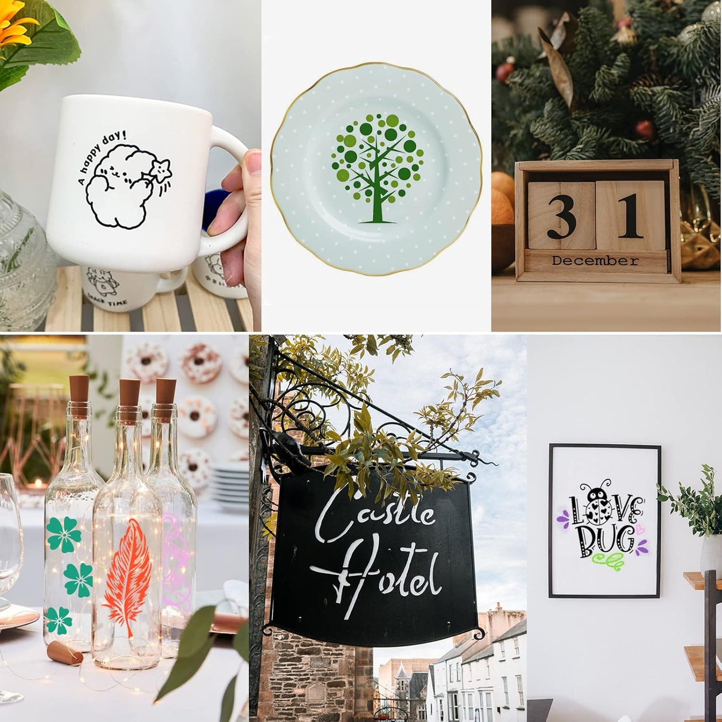 HTVRONT 70 Pack Vinyl for Cutting Machine, 57 Sheets 12" X 12" Permanent Adhesive Vinyl Sheets & 2 Cutting Mat & 10 Transfer Paper Permanent Bundle