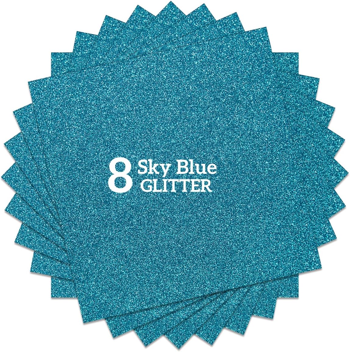 Sky Blue Glitter HTV Heat Transfer Vinyl Bundle 8 sheets-12 x12 Iron on Vinyl for T Shirts Hats Clothing Compatible with Cricut Cameo Heat Press Machine