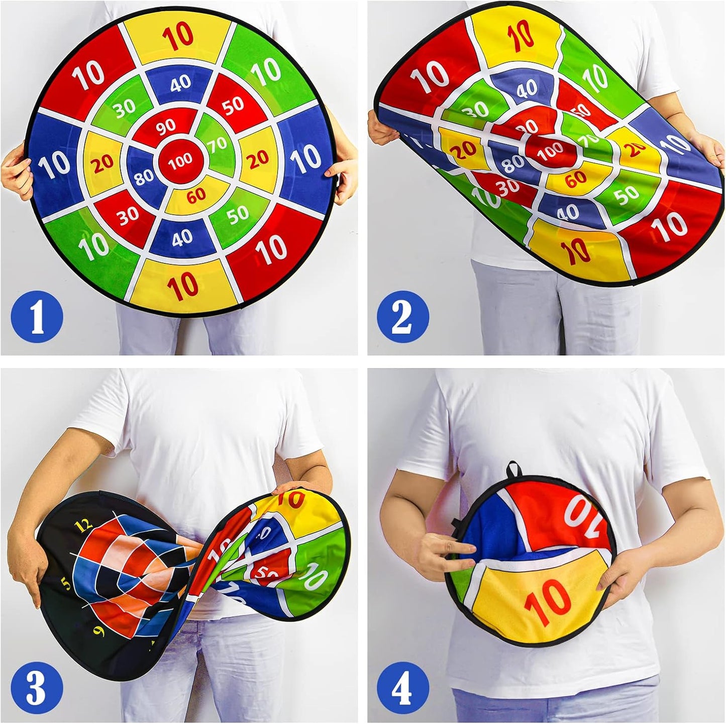 Dart Board Games for Kids Ages 3-12, Sticky Dart Board with 12 Balls & 12 Darts, Indoor Outdoor Toys for Boys, Party Birthday Gifts
