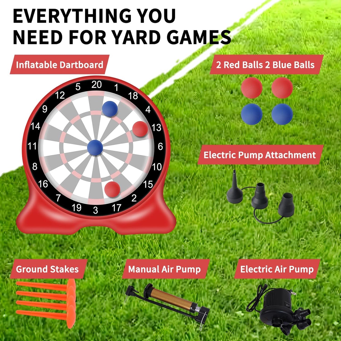 Giant Inflatable Dart Board, 6.5FT Outdoor Games for Adults & Family, Fun Backyard & Yard Game, Large Carnival Game, Giant Soccer Kick Golf Dartboard