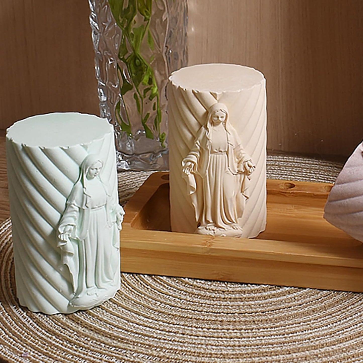 Religion Cylinder Nativity Jesus Angel Soap Resin Casting 3D Nativity Scene Candle Making Molds