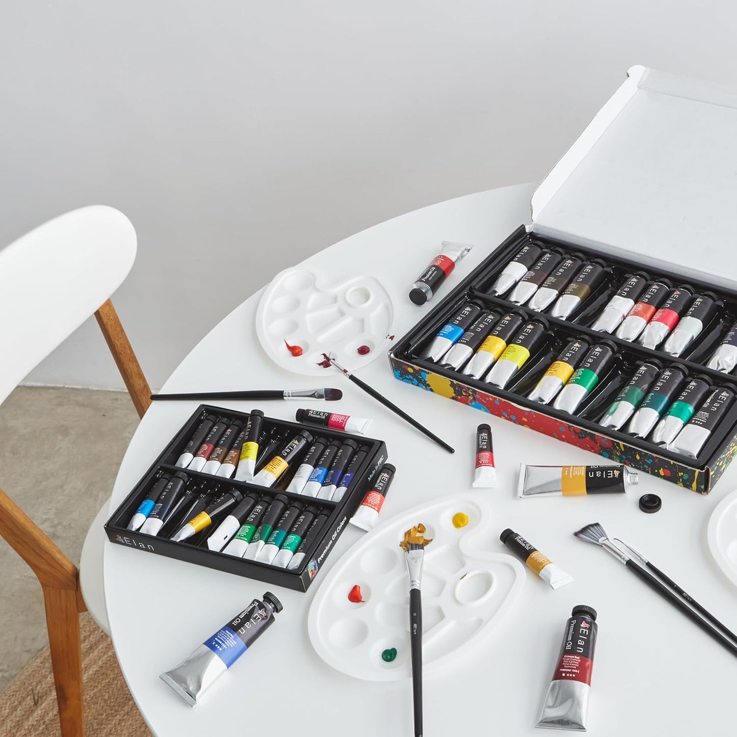 Elan Professional Oil Paint Set, 24 Vibrant Colors Tubes 1.7fl oz, Non-toxic Oil Paints for Canvas Painting, Art Paints for Adults & Artists