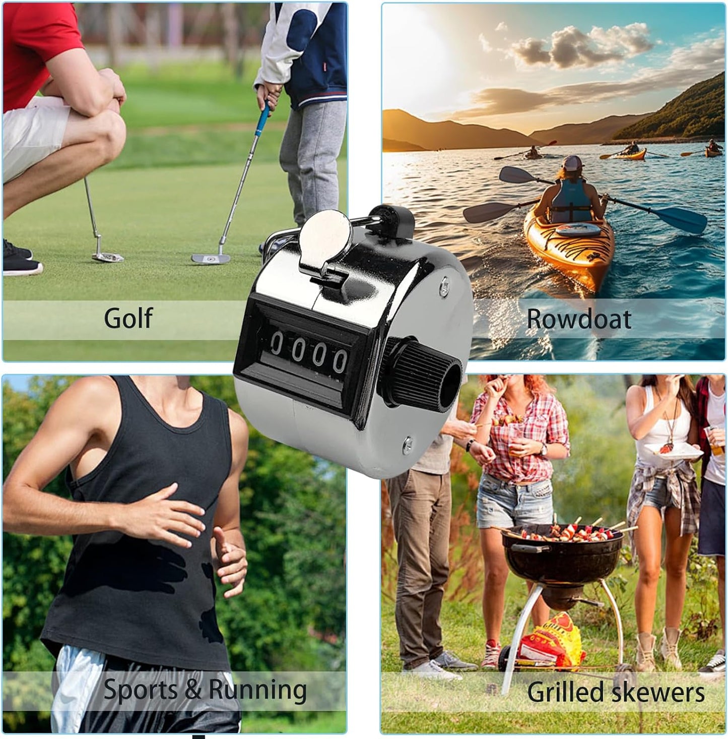 GDMINLO 2PCS Metal Hand Tally Clicker Counter, 4-Digit Number Count Clicker with Metal Case Mechanical Counter for Coaching, Knitting, Lap, Fishing, Golf and Row with 2-Nylon Lanyard,Silver