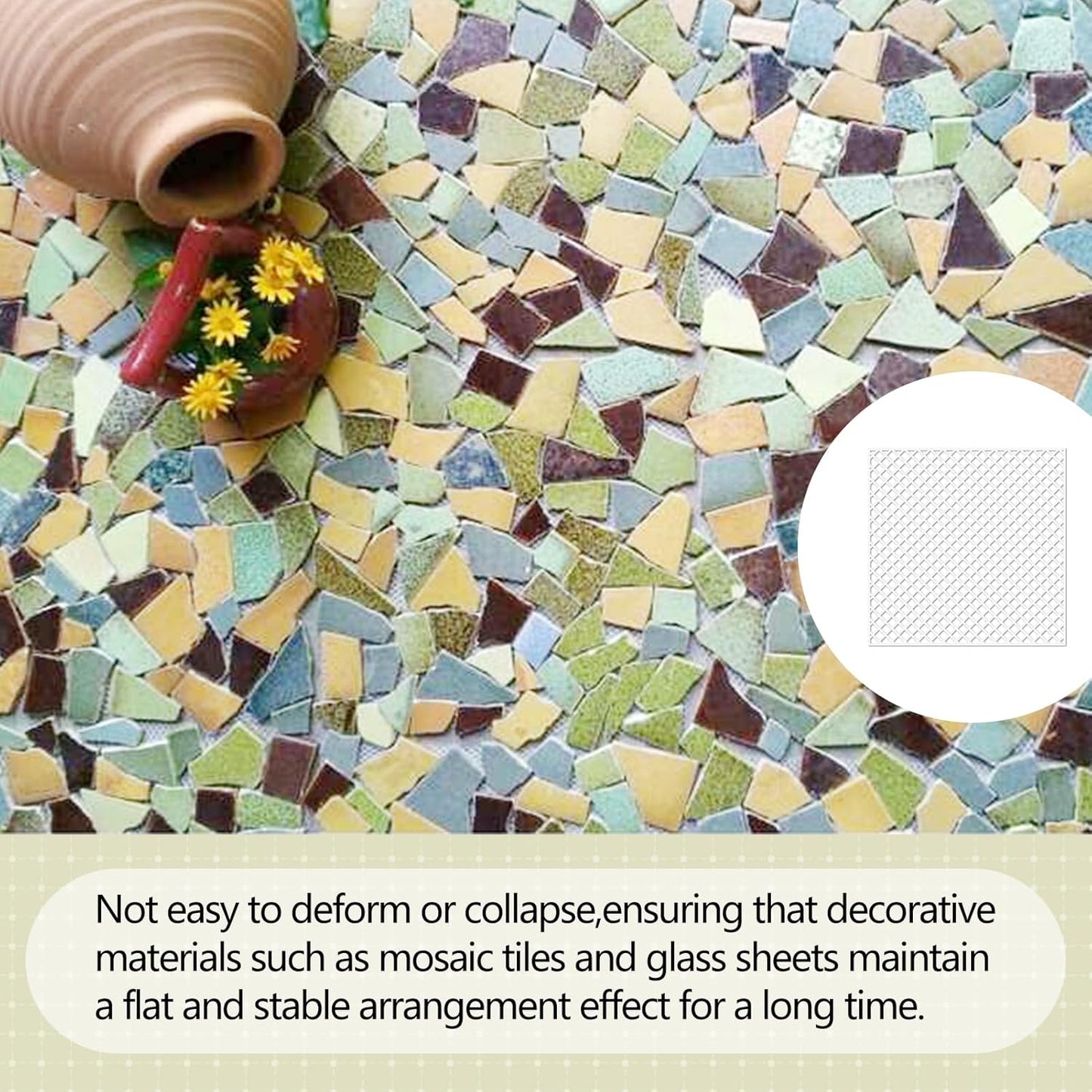 24 Pcs Mosaic Grid Tile Mesh with Adhesive Backing, 12x12 Inch Alkaline Resistant Fiberglass Sheets for DIY Installation, Crafts, Bathroom, Kitchen
