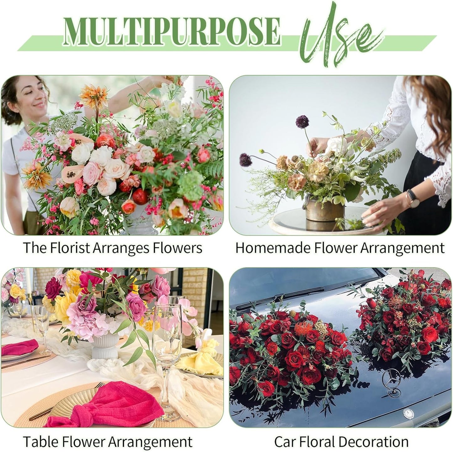 Aktor 48 Pcs Floral Foam Blocks for Fresh & Artificial Flower Arrangement, 8.8” x 4.1” x 2.7” Green Wet Foam for Wedding, Birthdays, Home, Office, and Garden Decorations