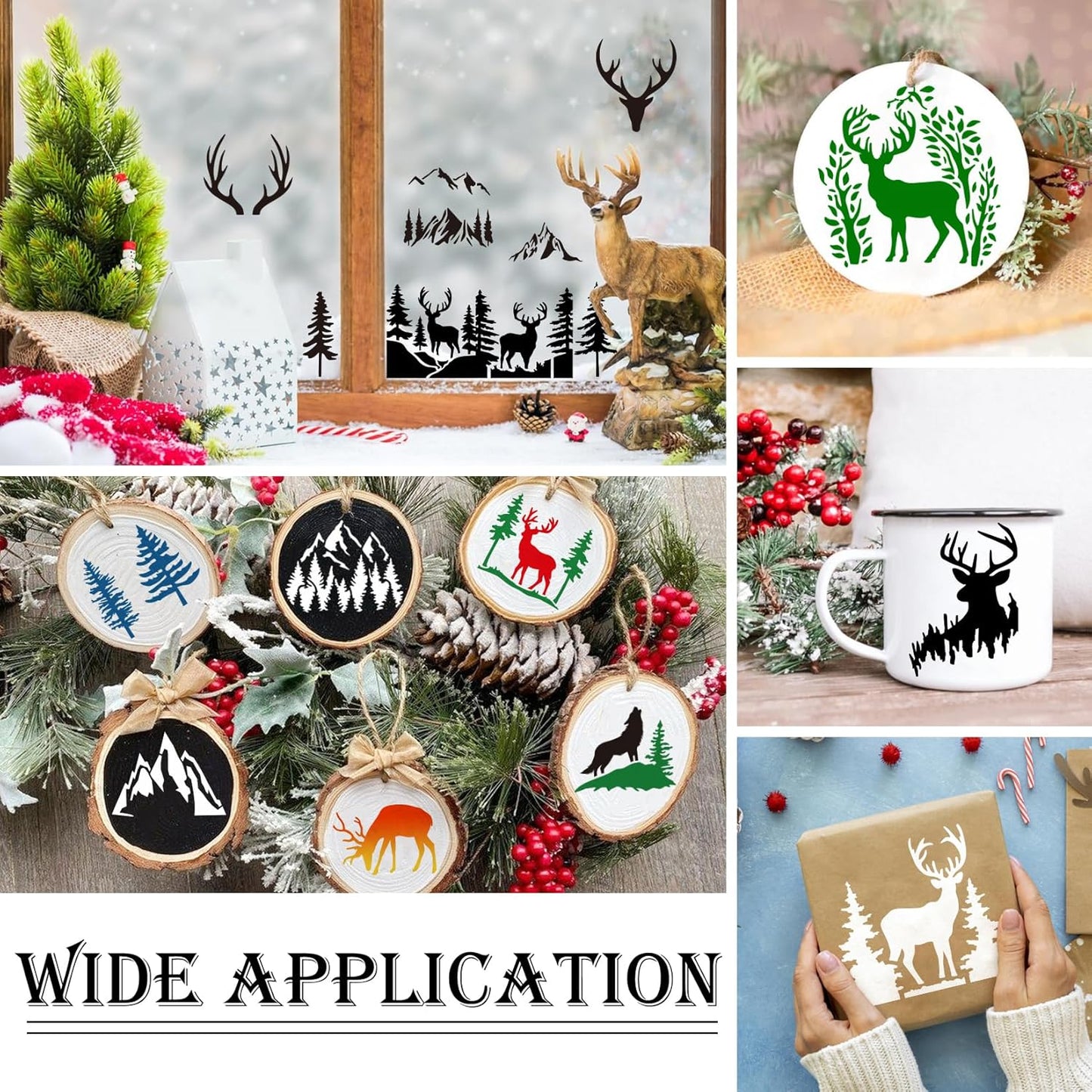 Small Stencils for Painting on Wood Reusable, 3 Inch Reusable Stencil for Craft Ornament Paint Template Stencils for Wall Card Rock Wood Signs Coasters Canvas Home Decor (Animal Deer)