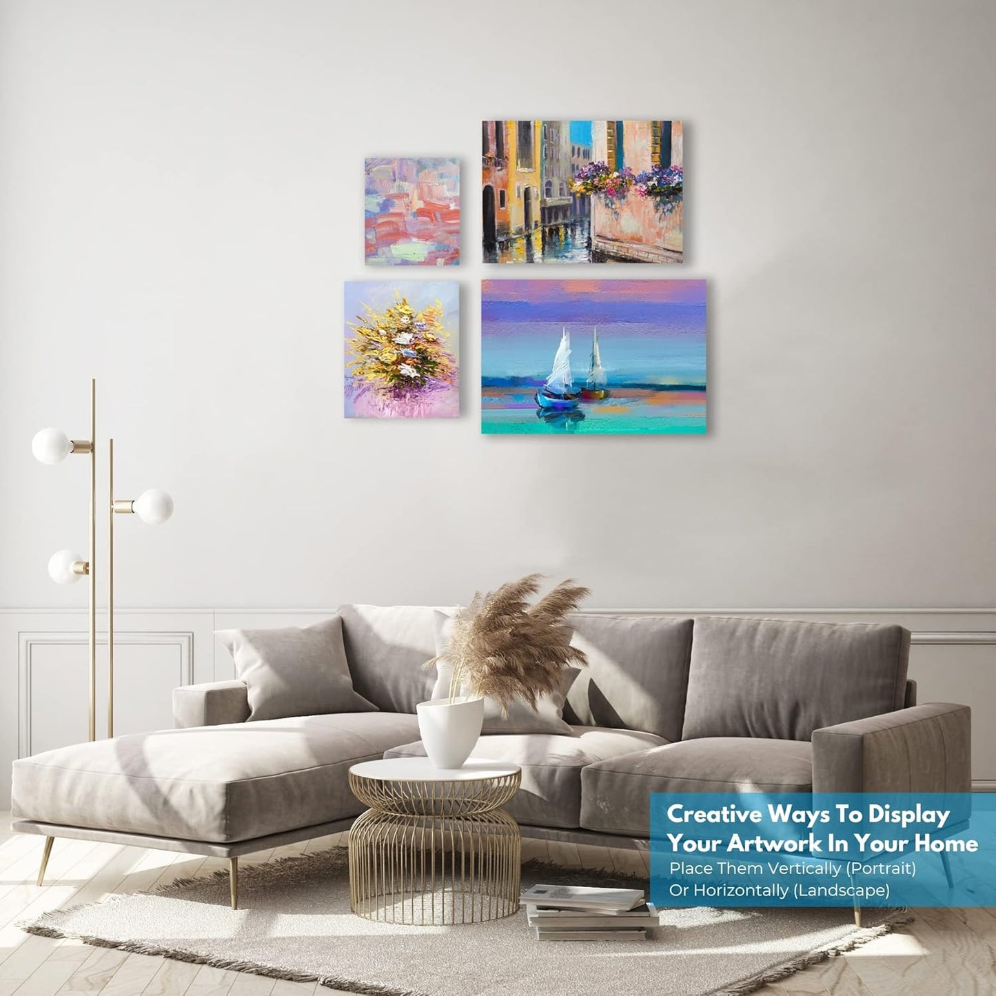 KEFF 24-Pack Canvas for Painting, 6 of 5x7, 8x10, 9x12,11x14 Painting Canvas Boards, Art Supplies for Adults & Kids - 100% Cotton Primed Canvases for Painting for Acrylic, Oil, Watercolor, Tempera