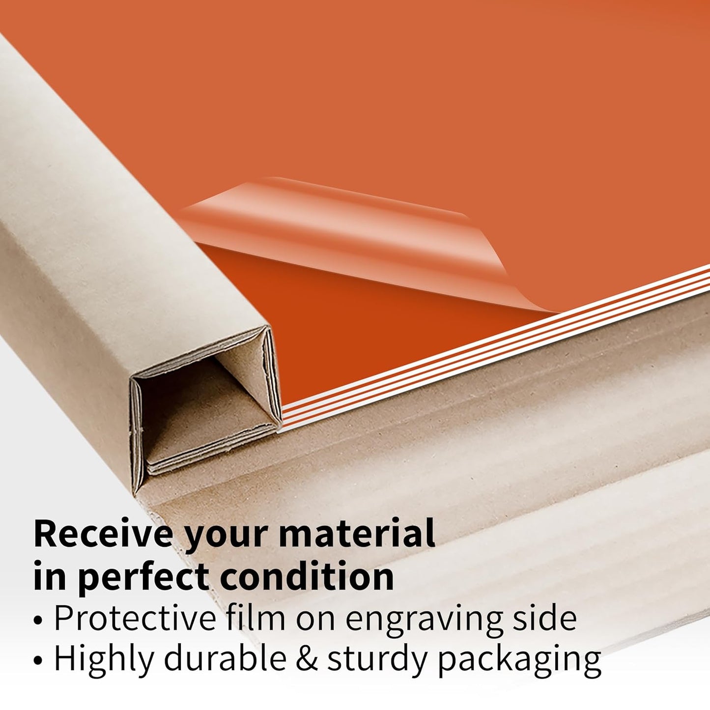 Trotec TroLase | 12"x12"x1/16", 8 Pcs | Orange/White | 2 Ply | Modified Acrylic | Laser Engraving Double Color Plastic Sheet | Engraving Blanks for Laser, Saw, Guillotine | Made in USA