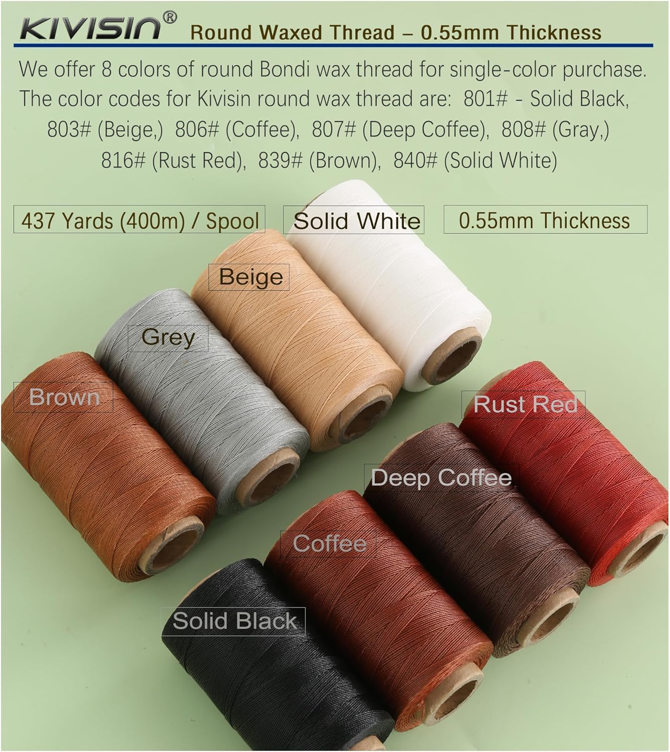 Sturdy Bonded Waxed Polyester Thread, 0.55mm, 437 Yards Wax String Cord - Black for Leather, Hand Sewing, Stitching, Beading, Bookbinding, Bracelets and Macrame Jewelry Making