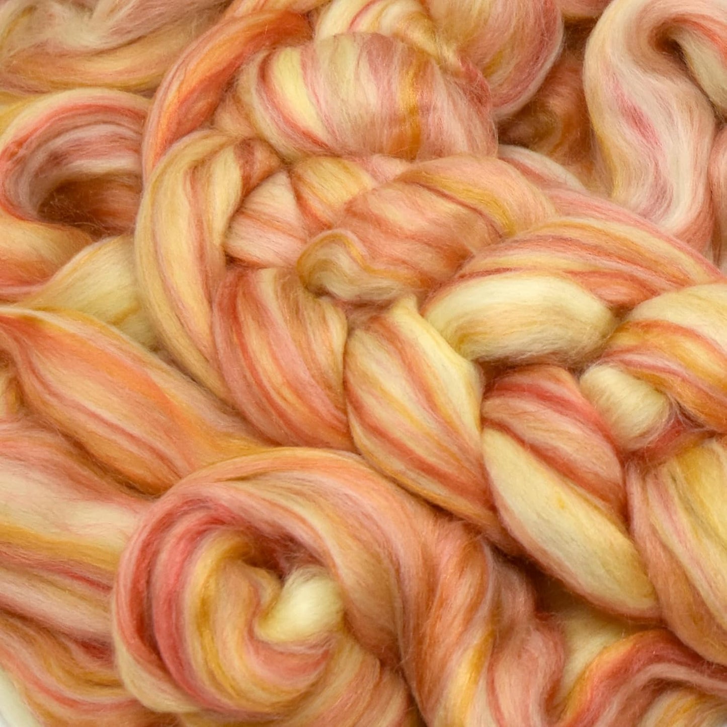 Merino Silk Luxe Tonal Designer Blend. Superfine Merino, Mulberry Silk, Tussah Silk. Top Roving for Spinning or Felting. Golden Flame 1oz