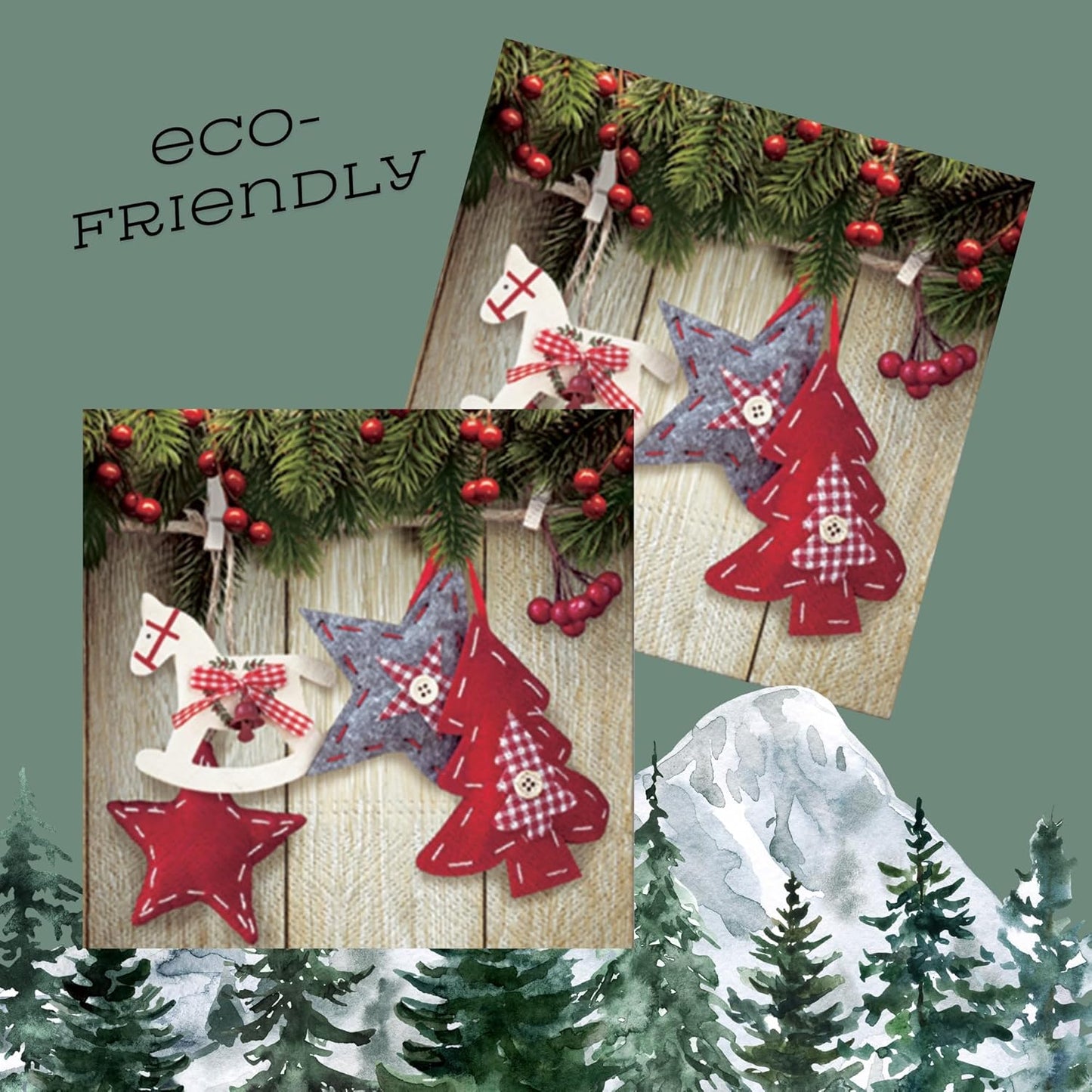 20-ct 13x13 Christmas Paper Decoupage Napkins, 3-Ply Servilletas Tissue Napkin for Dinner and Parties, Disposable Napkins (Stars)