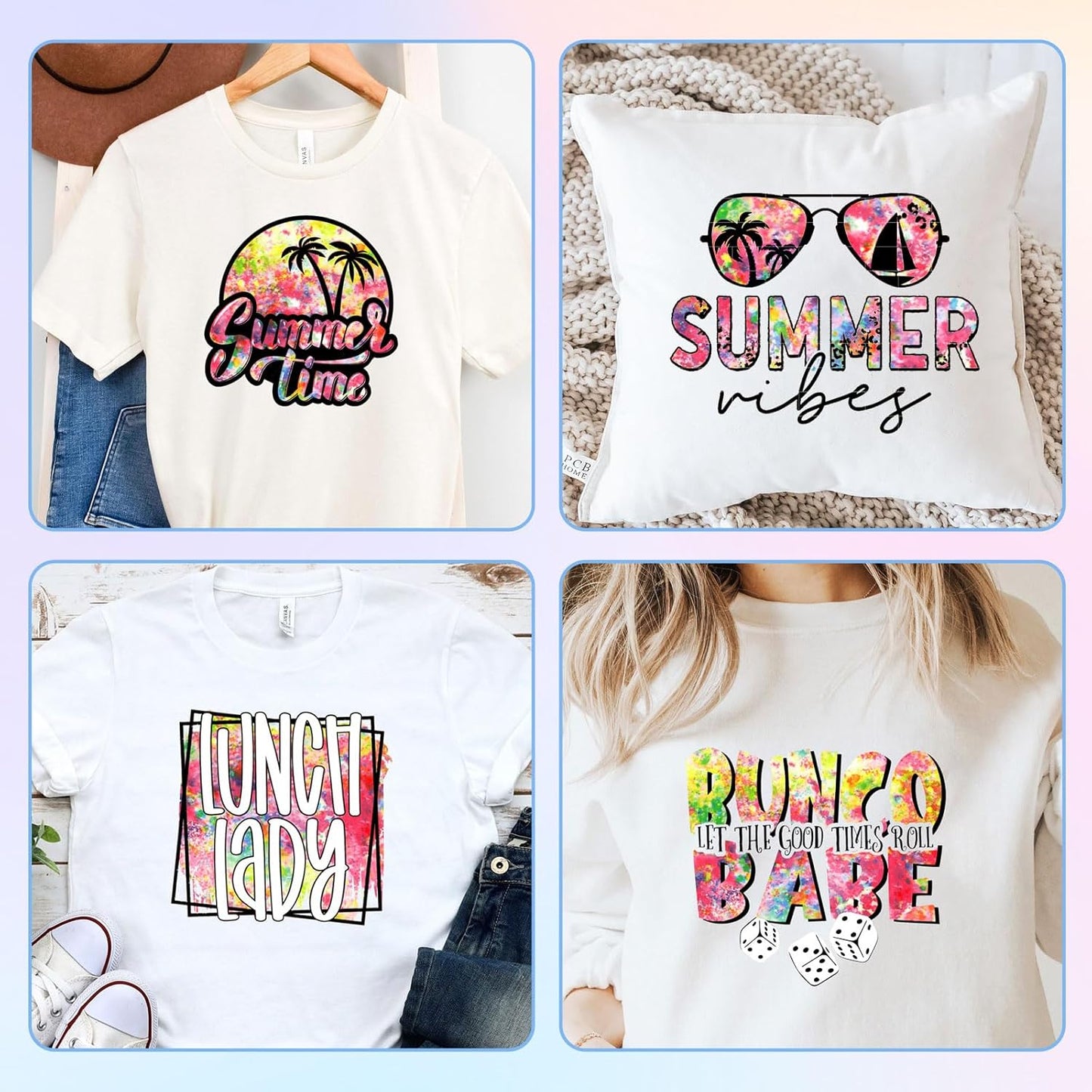 Tintnut Splash Heat Transfer Vinyl - 6 Sheets 10x12 Inch HTV Ink Watercolor Iron On Vinyl for T-Shirts Hats Clothes,for Cricut & Silhouette Cameo