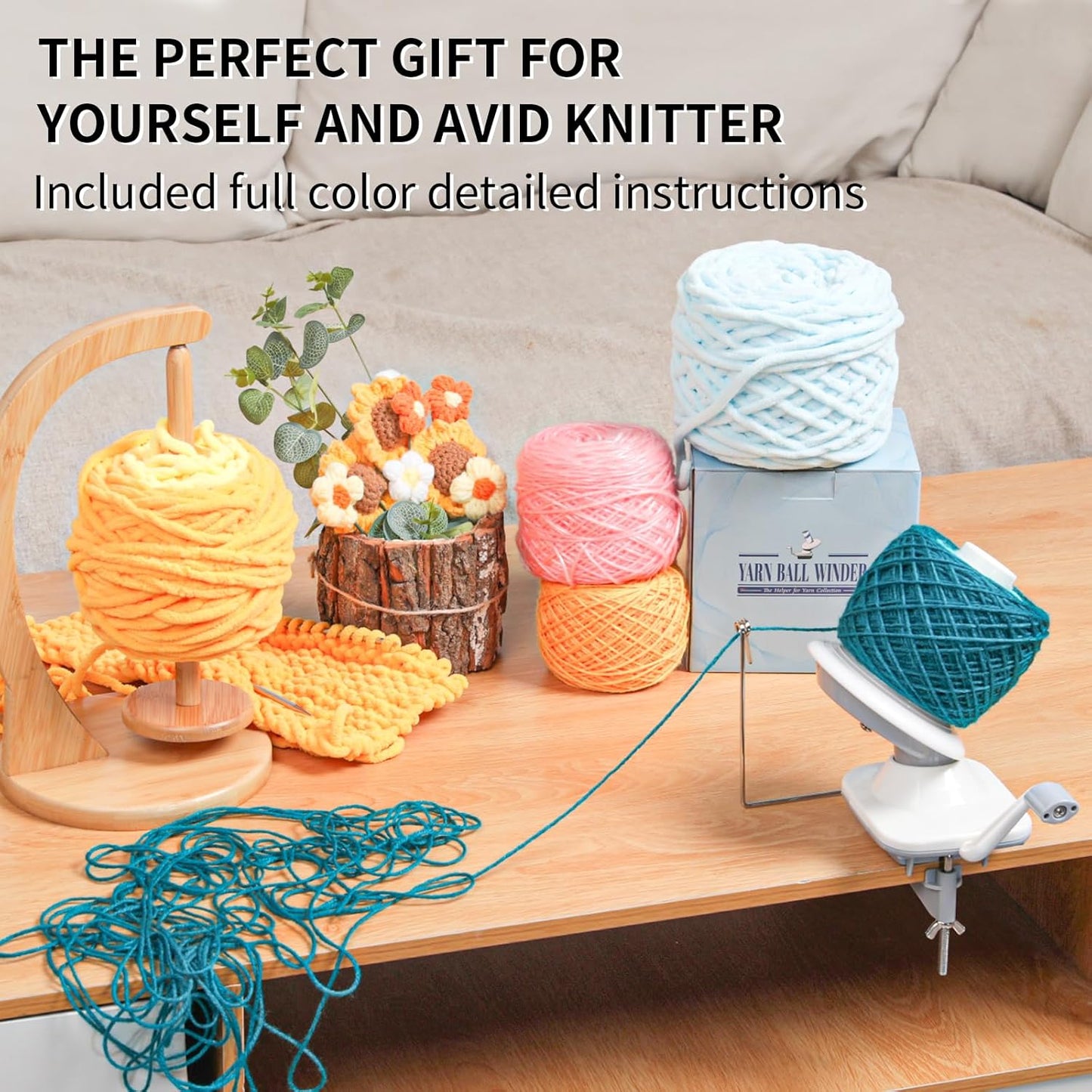 SPEENSUN Yarn Winder, Yarn Winder for Crocheting, 3.5 OZ Easy-to-Install and Efficiently Yarn Ball Winder with Lower Noise, Yarn Spinner for Crochet and Knitting Lover for Yarns Below Size 5