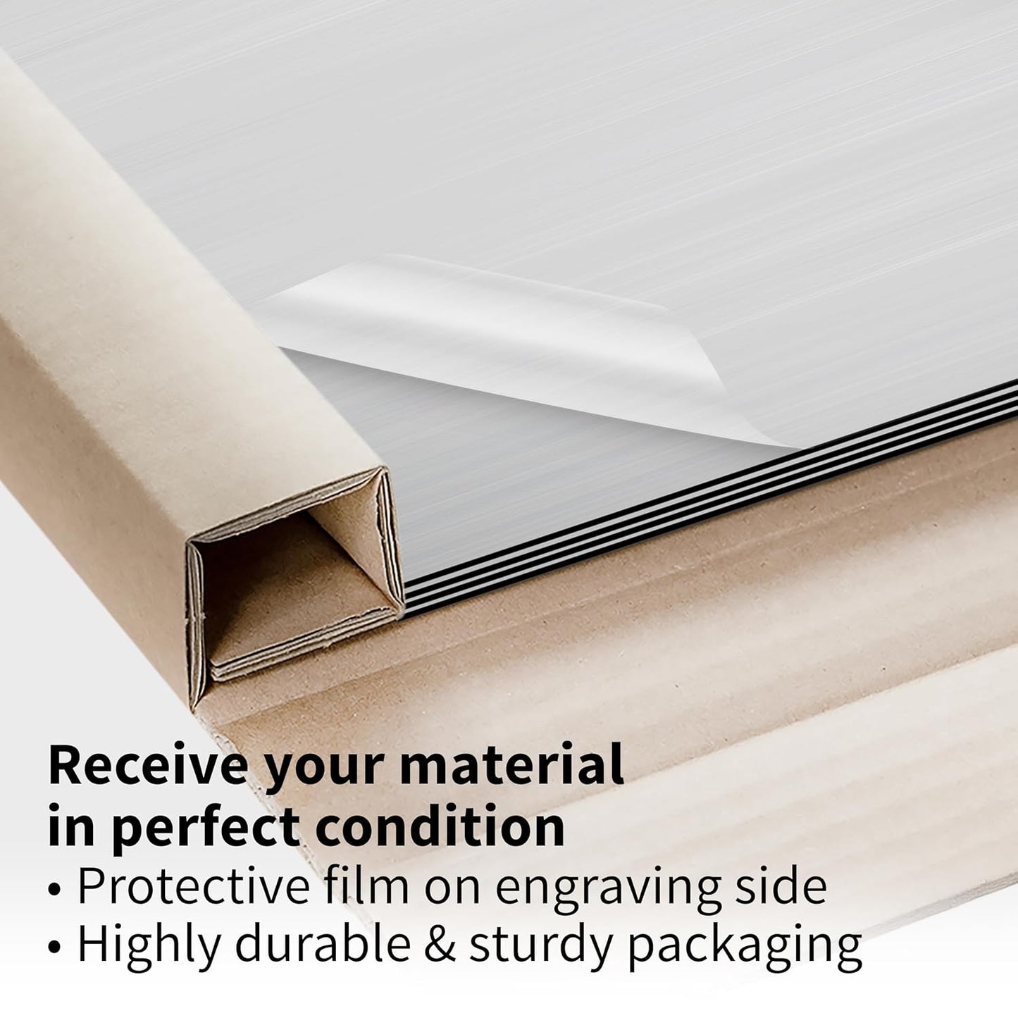 Trotec TroLase Lights | 24"x12"x1/250"(0.1mm thick) | Adhesive-Backed Flexible Laser Engraving Sheet/Film for Decal & Label | Double Color Plastic Sheet for Engraving | Brushed Silver/Black | 10pcs