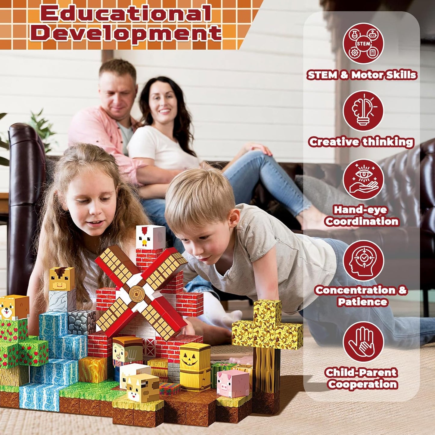 Goody King Magnetic Blocks | 120PCS Magnetic Building Blocks,Magnetic Farm Animal Homes,STEM Montessori Sensory Toys for Toddlers Kids Boys Girls Ages 3 4 5 6 7 8 9 10 Christmas Birthday Gifts